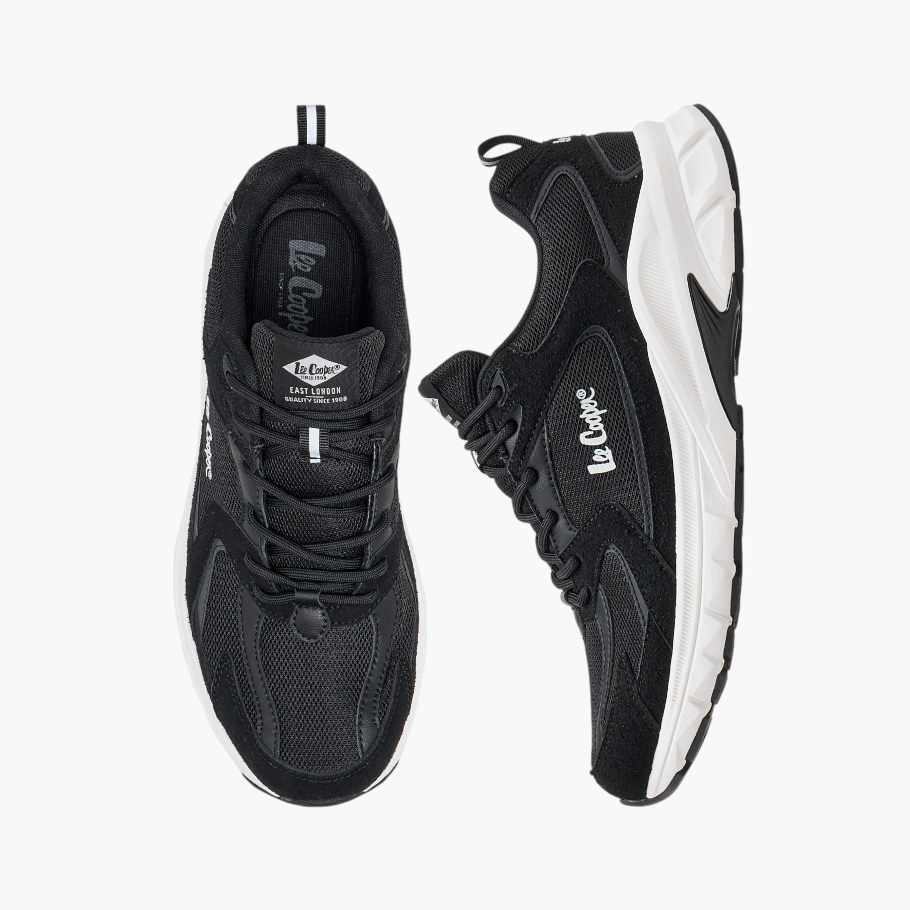 Lee Cooper Men's Panelled Lace-Up Sports Shoes with Pull Tab-men-shoes-sports-image-1