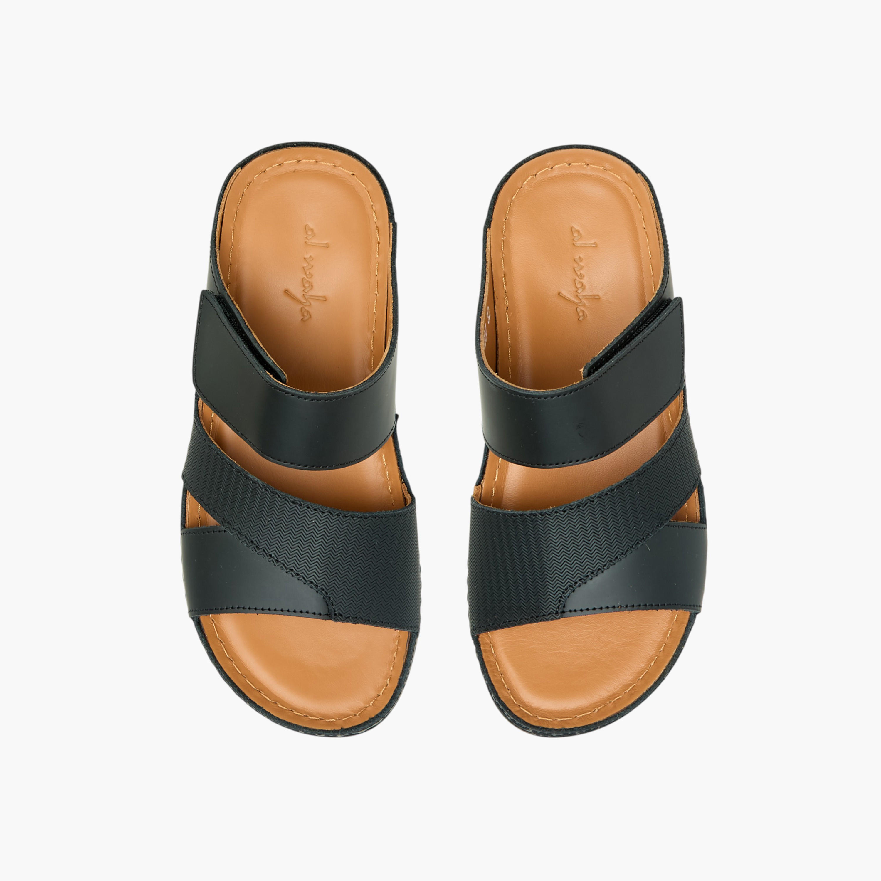 Al Waha Boys Textured Arabic Sandals-boys-shoes-sandals-image-1