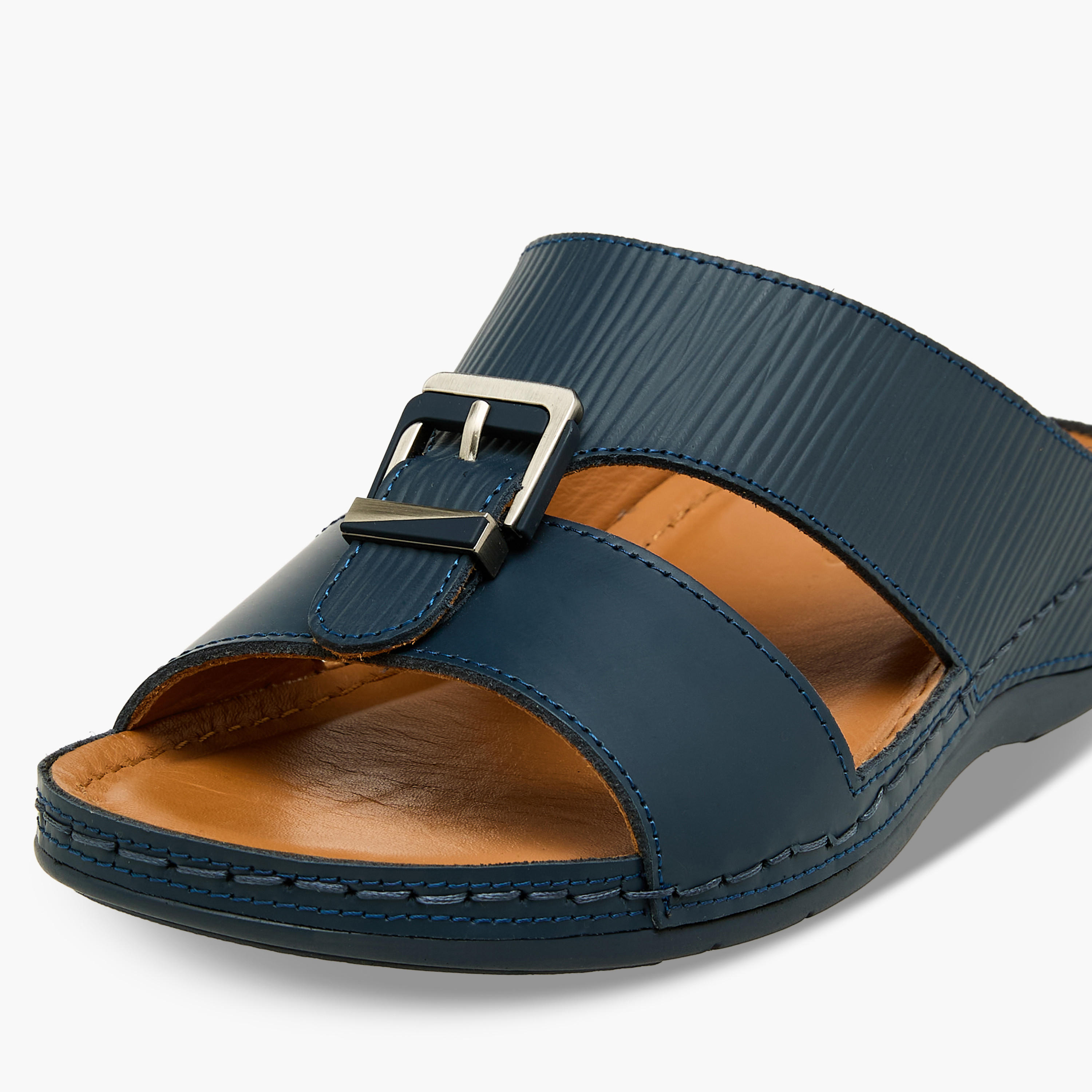 Al Waha Boys Textured Leather Arabic Sandals-boys-shoes-sandals-image-4