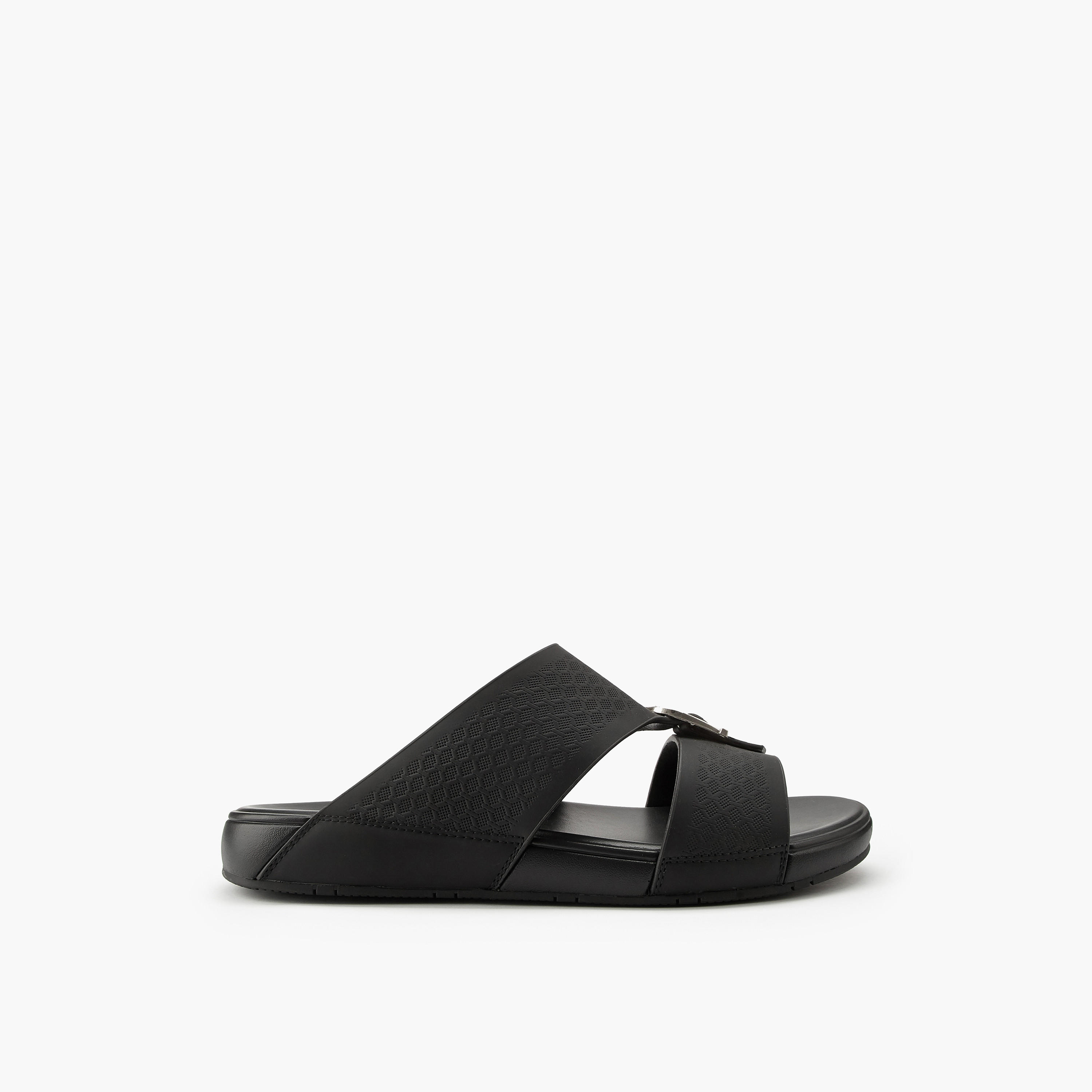 Duchini Men's Buckle Accent Slip-On Arabic Sandals-men-shoes-sandals-image-2