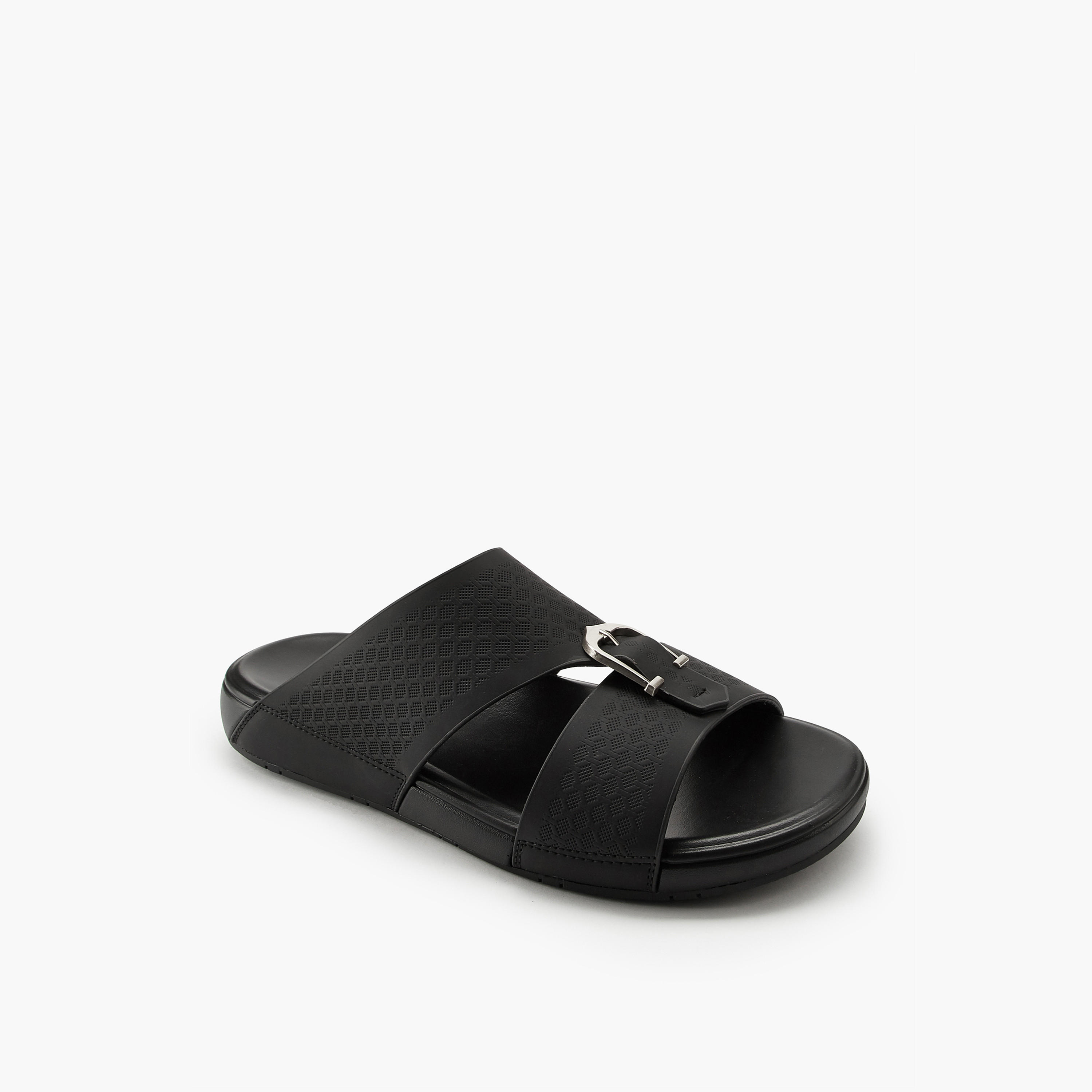 Duchini Men's Buckle Accent Slip-On Arabic Sandals-men-shoes-sandals-image-3