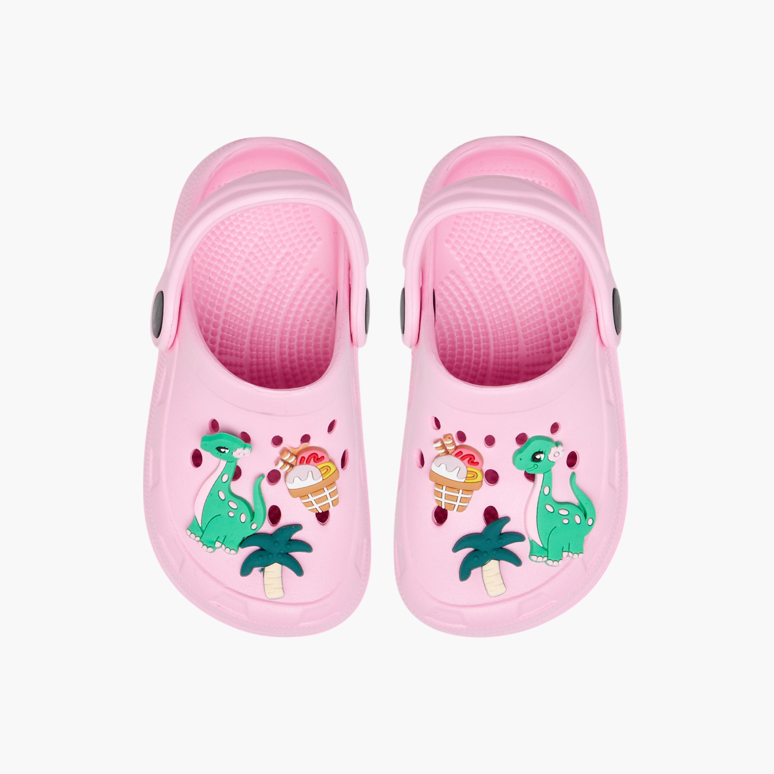 Flora Bella Dinosaur Accent Clogs with Backstrap-girls-shoes-flipflopsandslides-image-1
