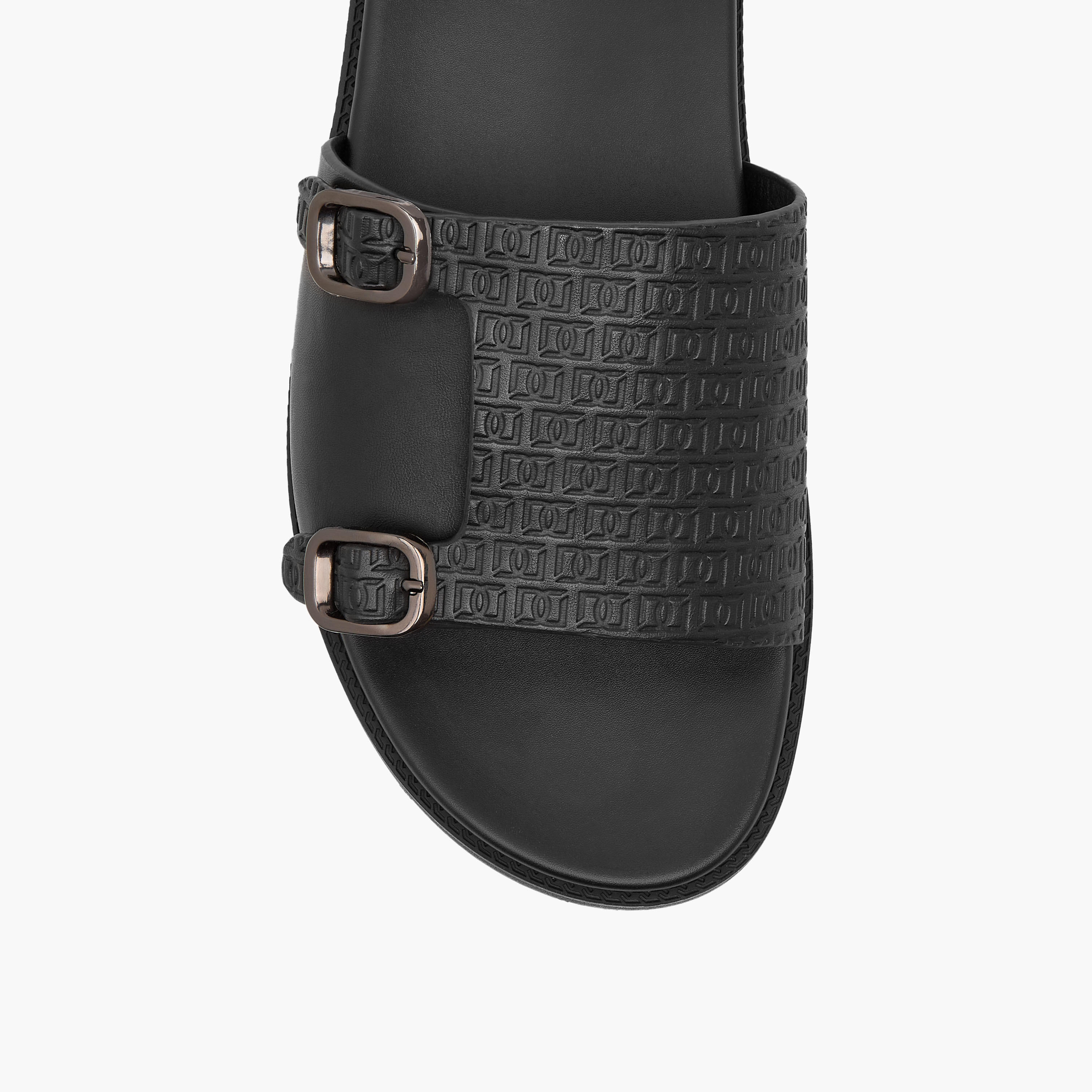 Duchini Men's Monogram Embossed Slip-On Comfort Sandals-men-shoes-sandals-image-4