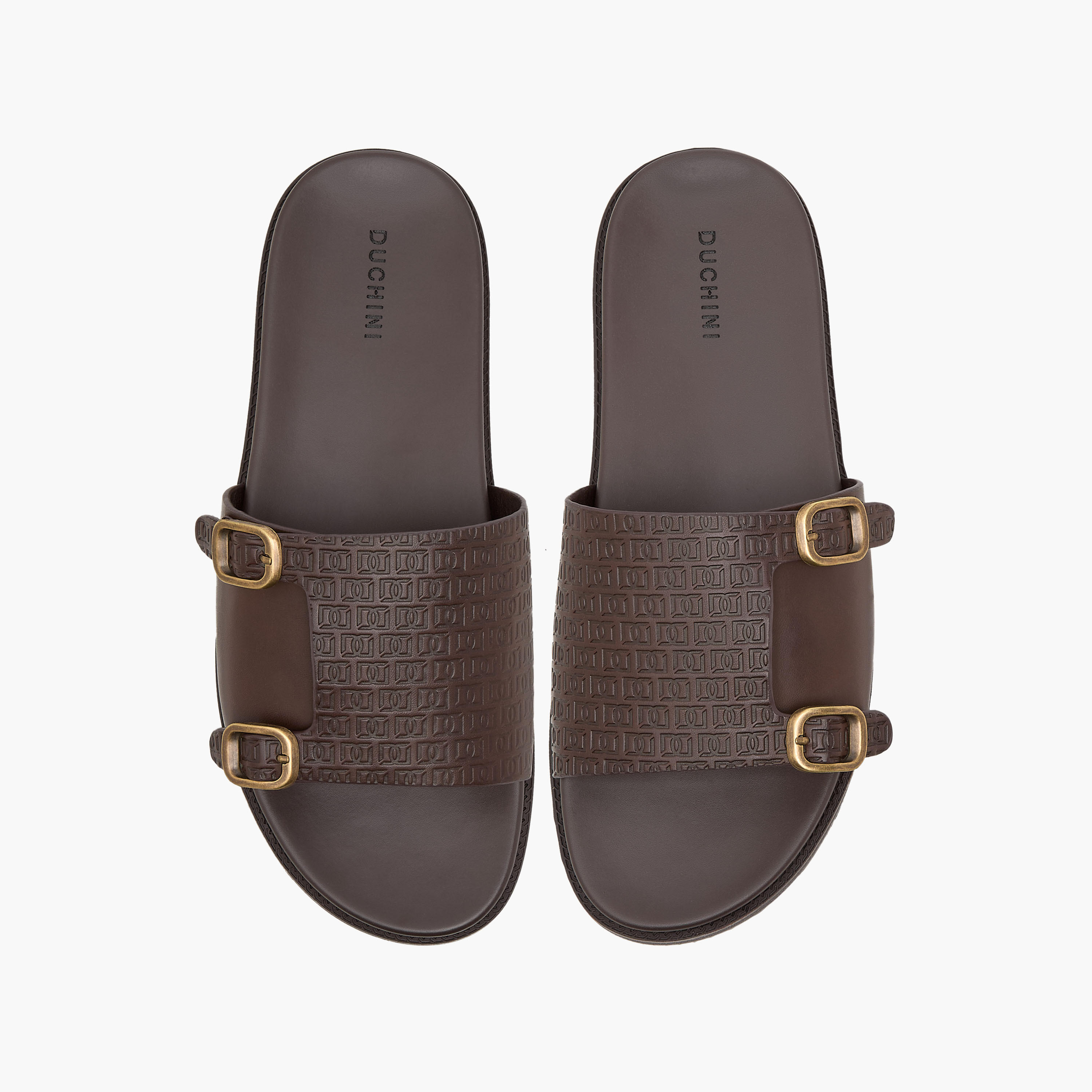 Duchini Men's Monogram Embossed Slip-On Comfort Sandals-men-shoes-sandals-image-1