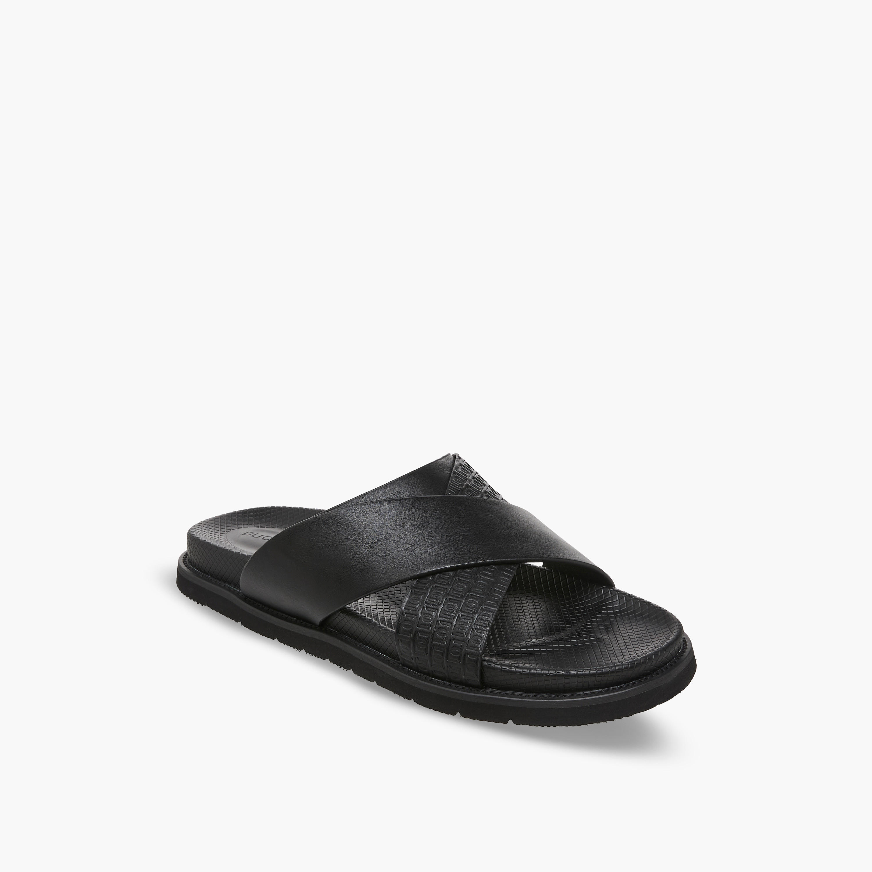 Duchini Men Monogram Textured Cross Strap Comfort Sandals-men-shoes-sandals-image-2