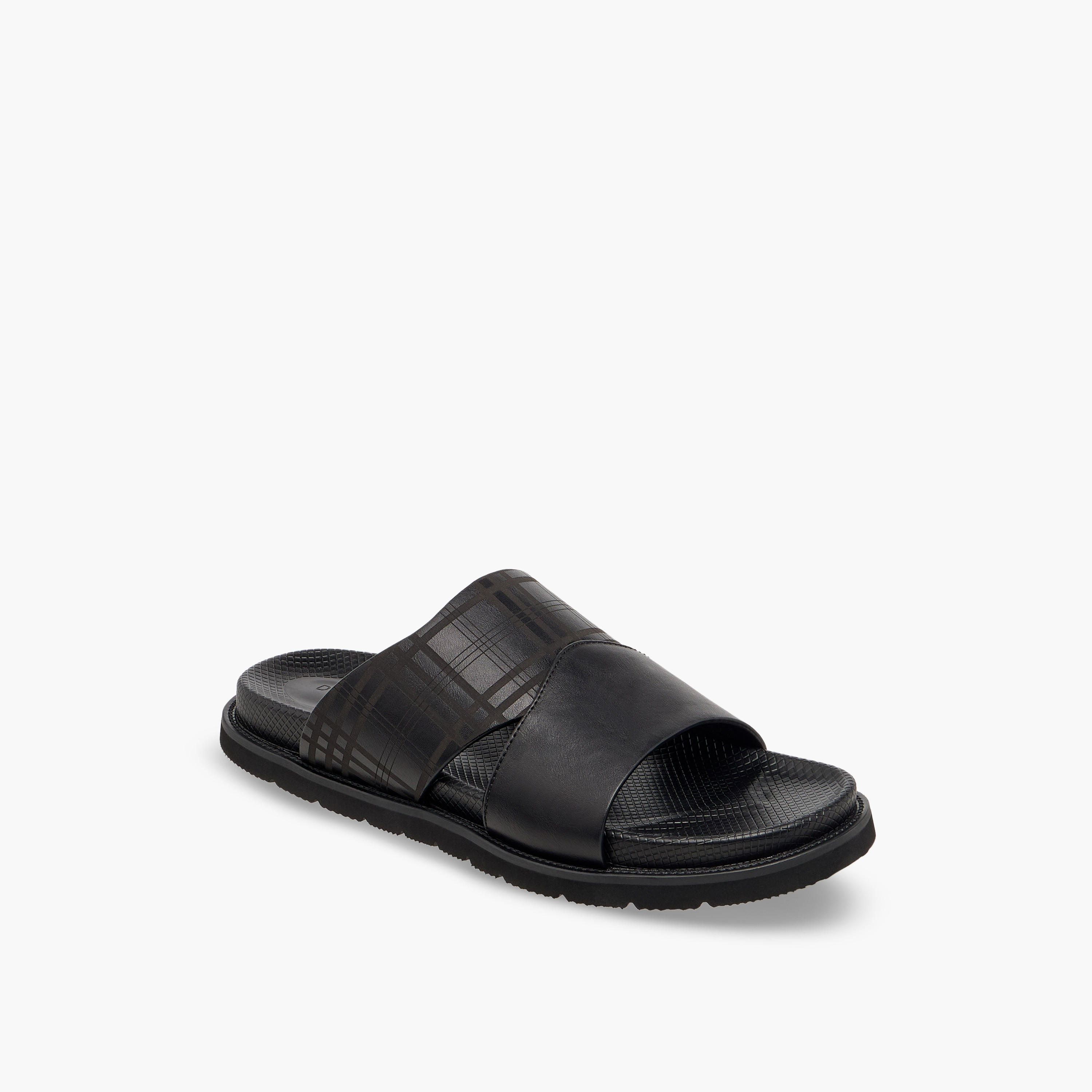 Duchini Men Checked Slip-On Comfort Sandals-men-shoes-sandals-image-2