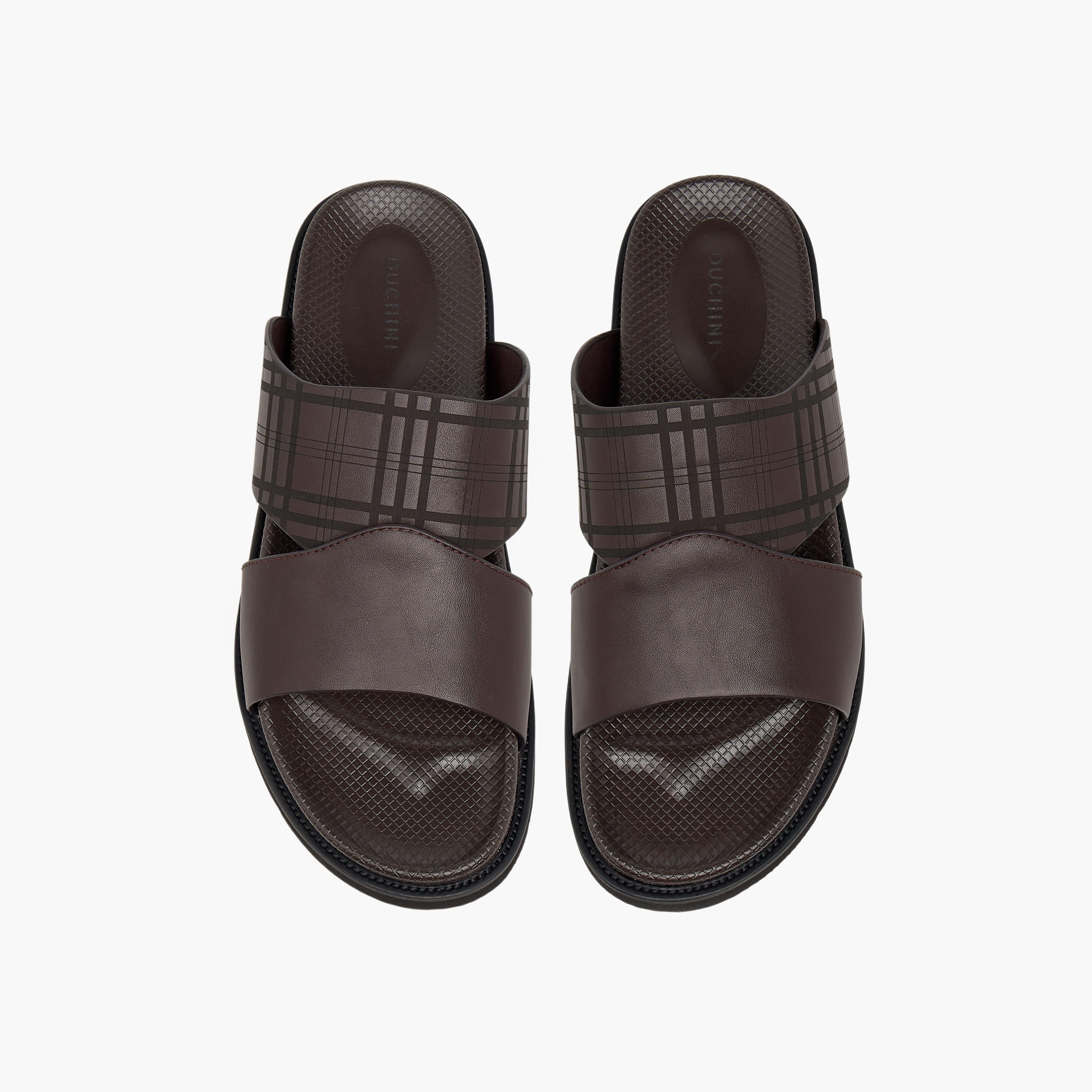 Duchini Men Checked Slip-On Comfort Sandals-men-shoes-sandals-image-1