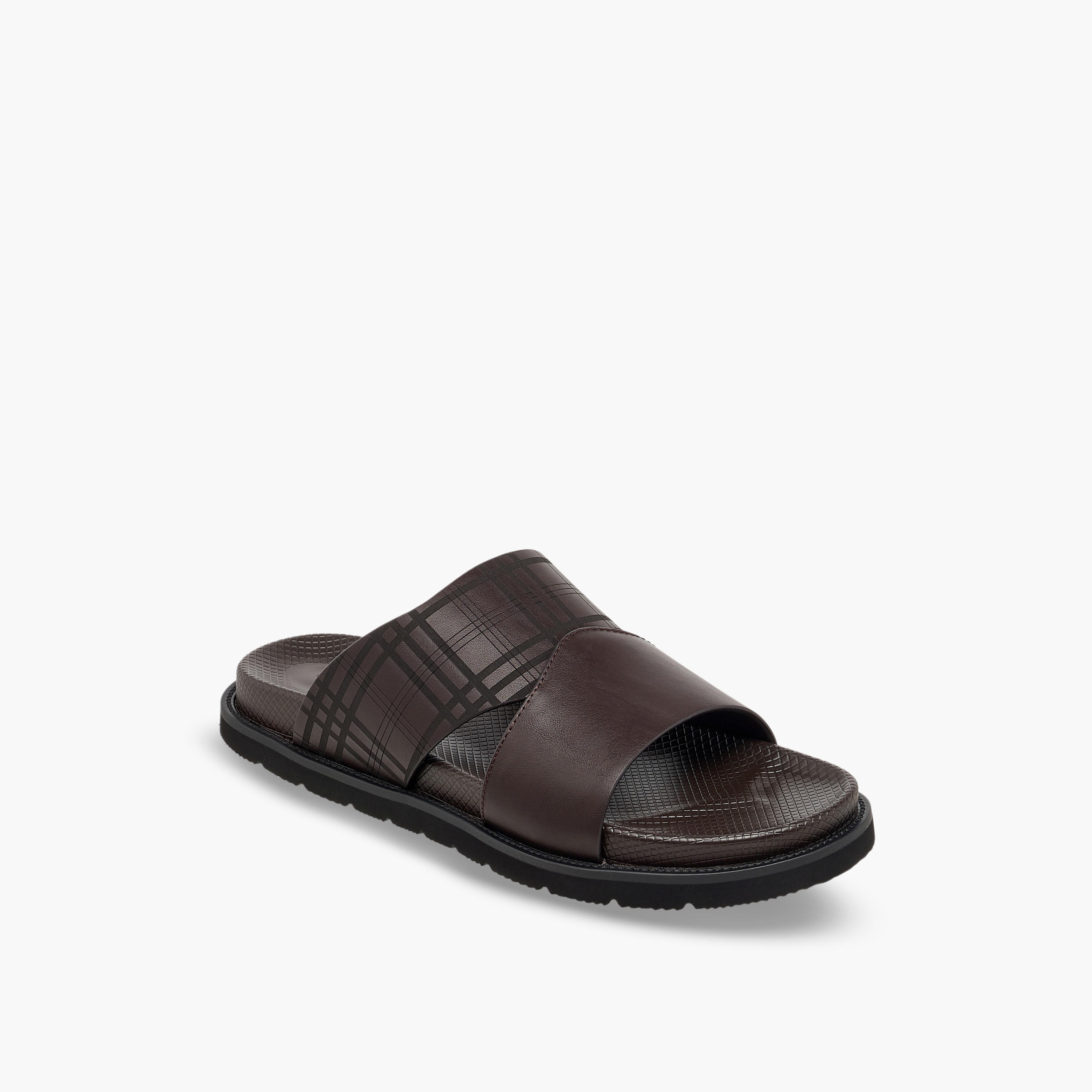 Duchini Men Checked Slip-On Comfort Sandals-men-shoes-sandals-image-2