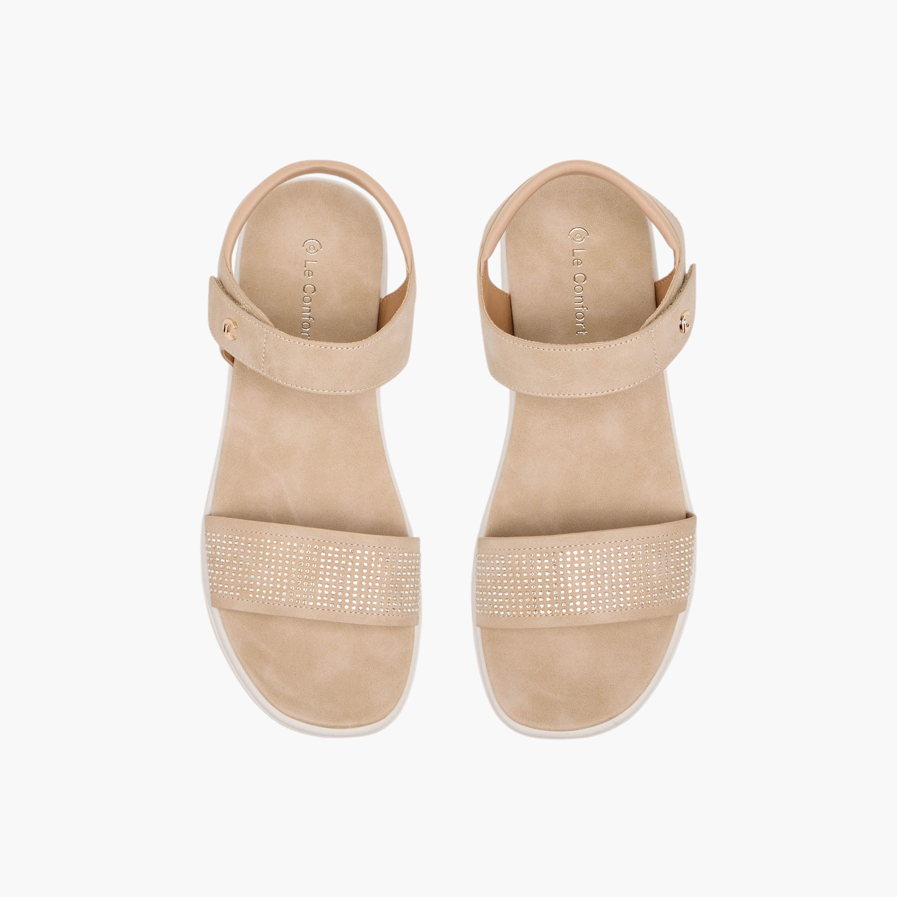 Le Confort Embellished Comfort Sandals with Hook and Loop Closure-women-shoes-sandals-heeled-image-1