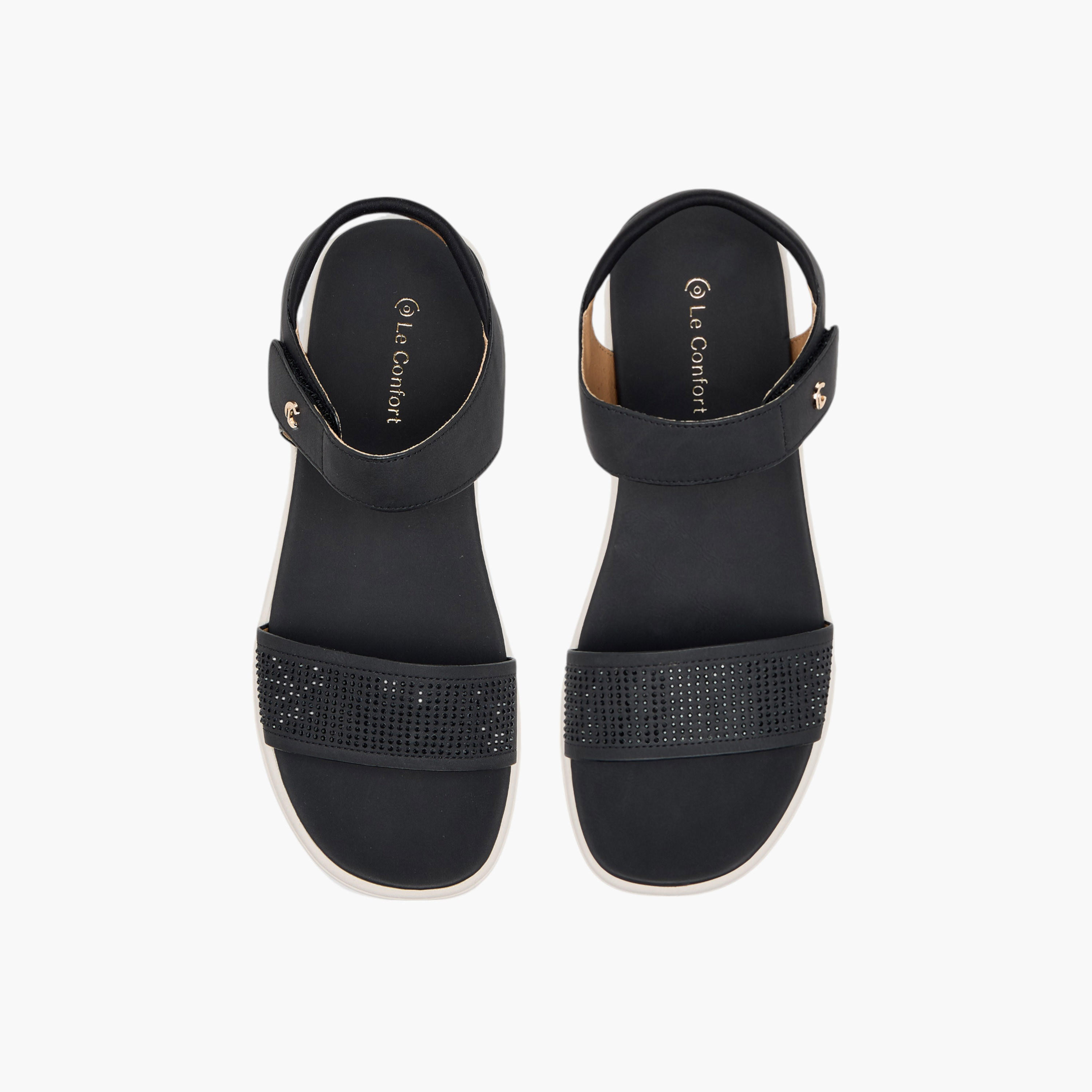 Le Confort Embellished Comfort Sandals with Hook and Loop Closure-women-shoes-sandals-heeled-image-1