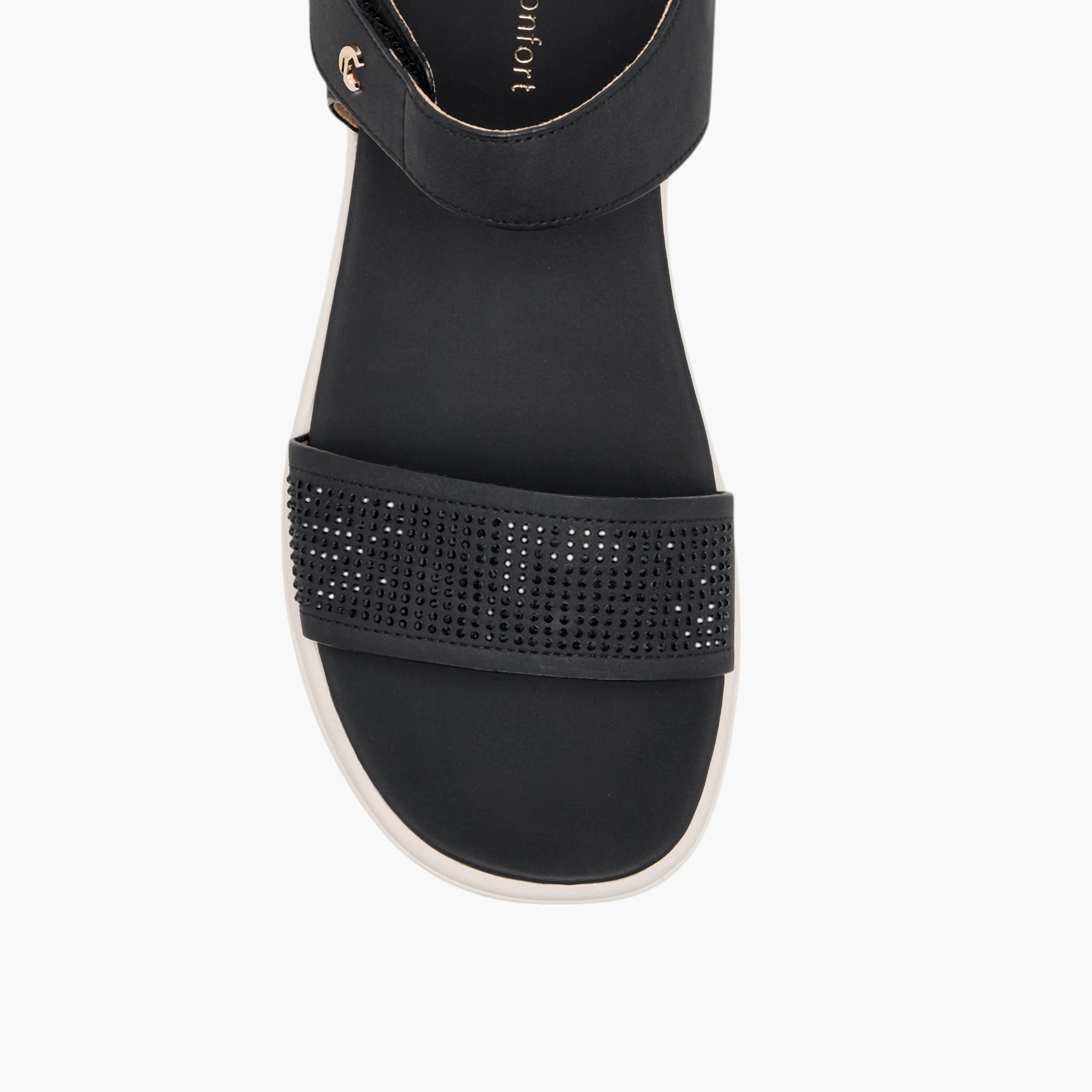 Le Confort Embellished Comfort Sandals with Hook and Loop Closure-women-shoes-sandals-heeled-image-3