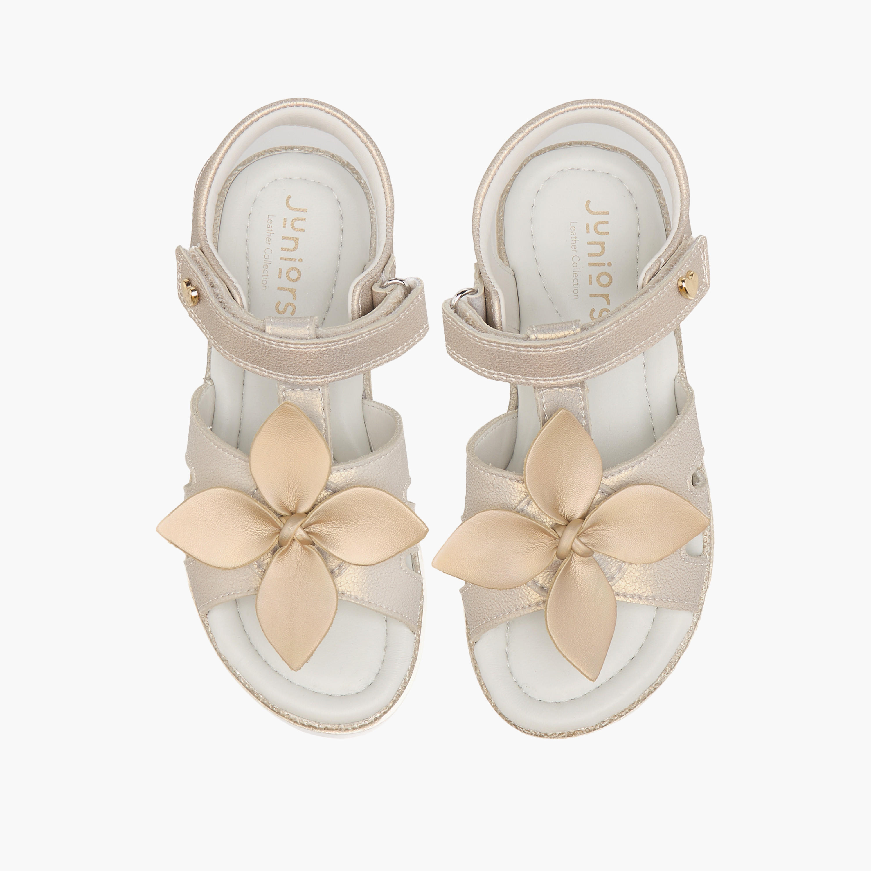 Juniors Floral Accent Sandals with Hook and Loop Closure-girls-shoes-sandals-image-1