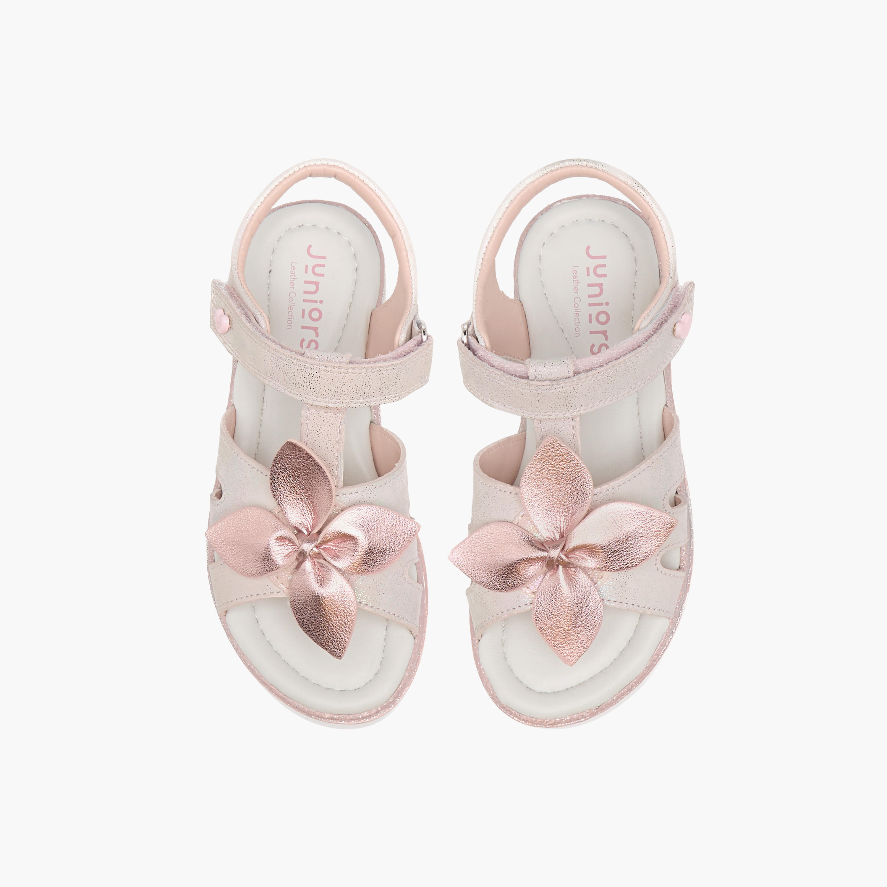 Juniors Floral Accent Sandals with Hook and Loop Closure-girls-shoes-sandals-image-1