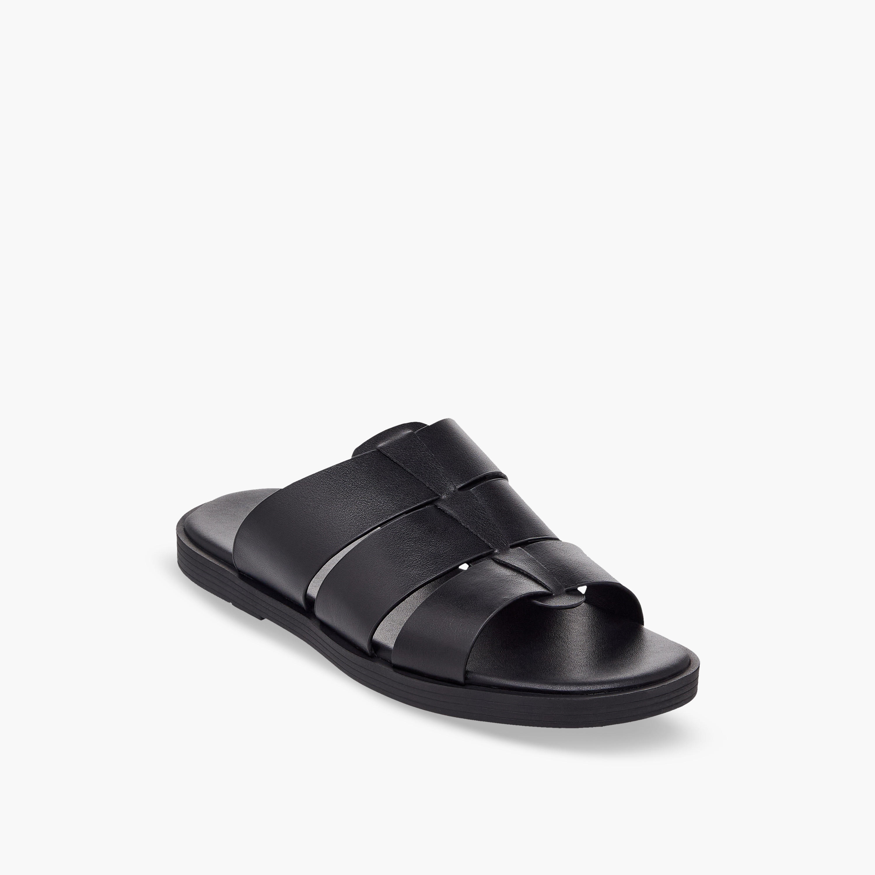 Duchini Men Slip-On Leather Comfort Sandals-men-shoes-sandals-image-2