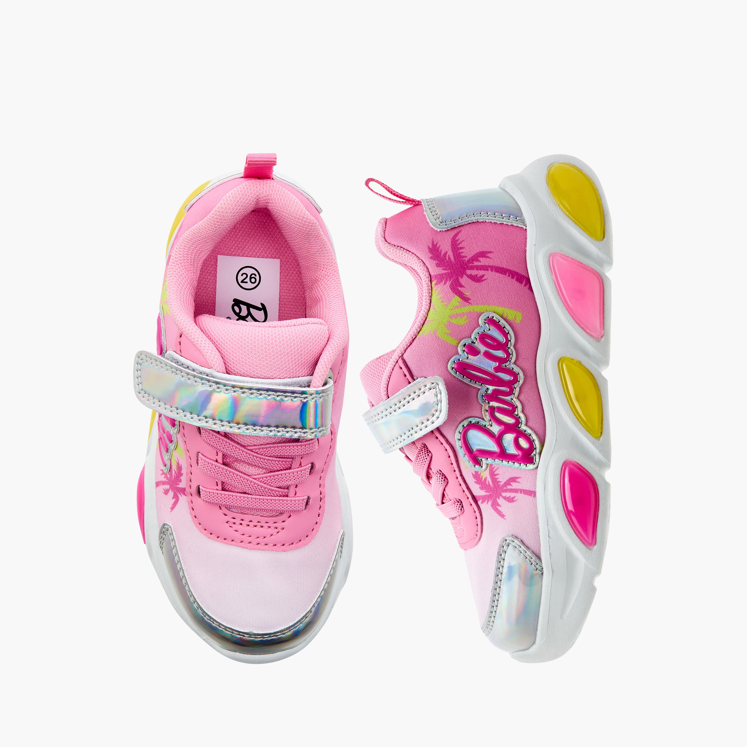 Barbie Print Light-Up Sneakers with Hook and Loop Closure-girls-shoes-sneakers-image-1
