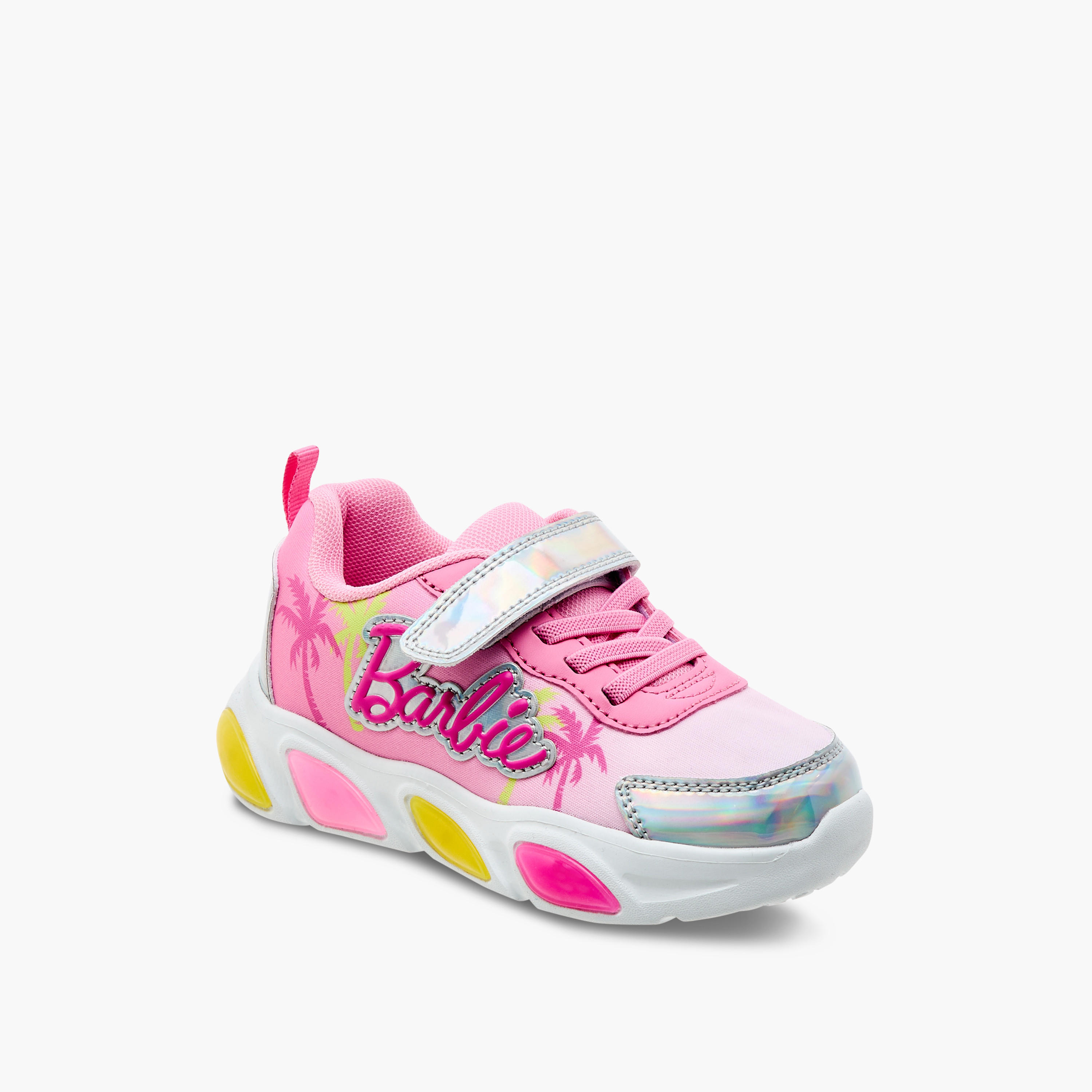 Barbie Print Light-Up Sneakers with Hook and Loop Closure-girls-shoes-sneakers-image-2