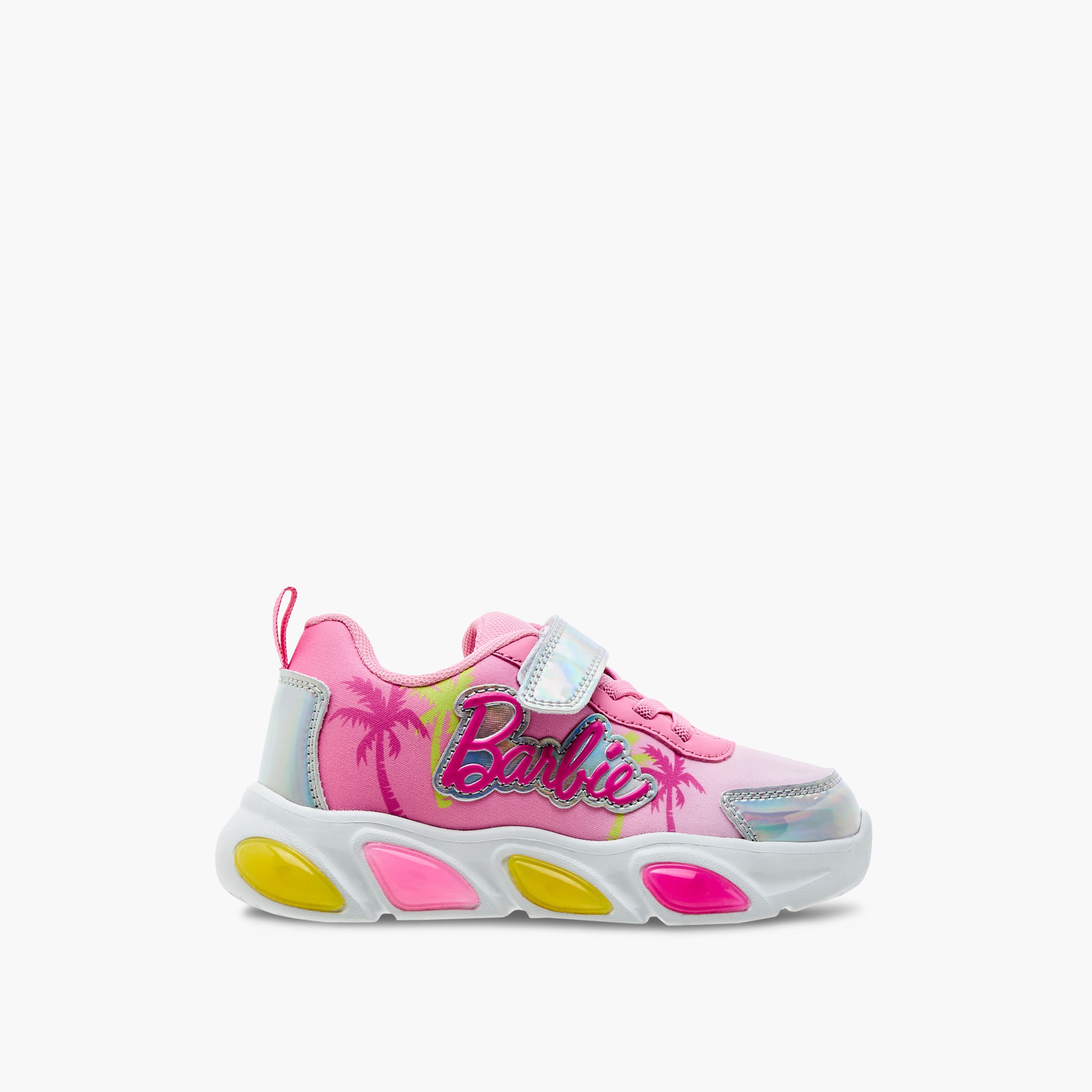 Barbie Print Light-Up Sneakers with Hook and Loop Closure-girls-shoes-sneakers-image-3