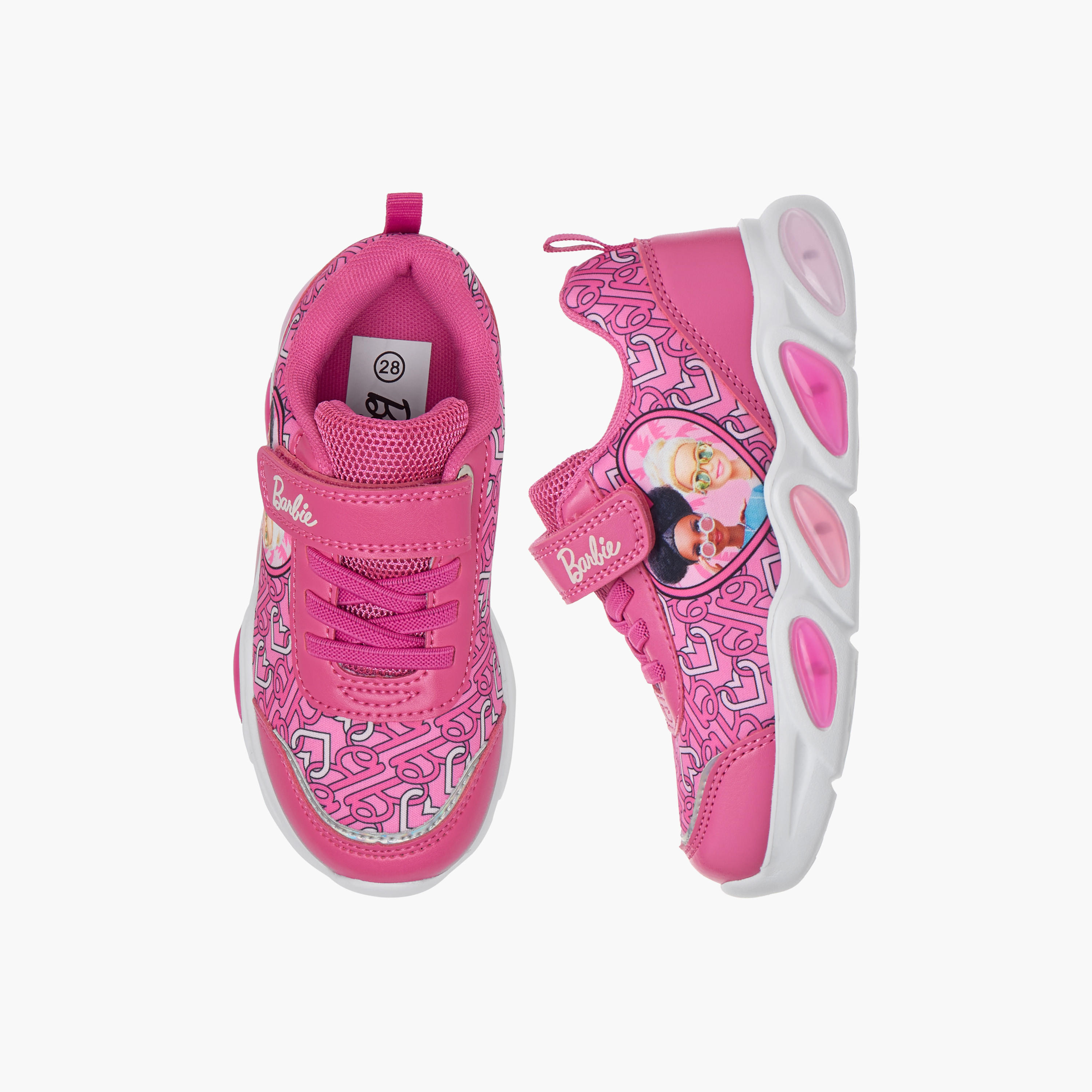 Barbie Printed Light-Up Sneakers with Hook and Loop Closure-girls-shoes-sneakers-image-1
