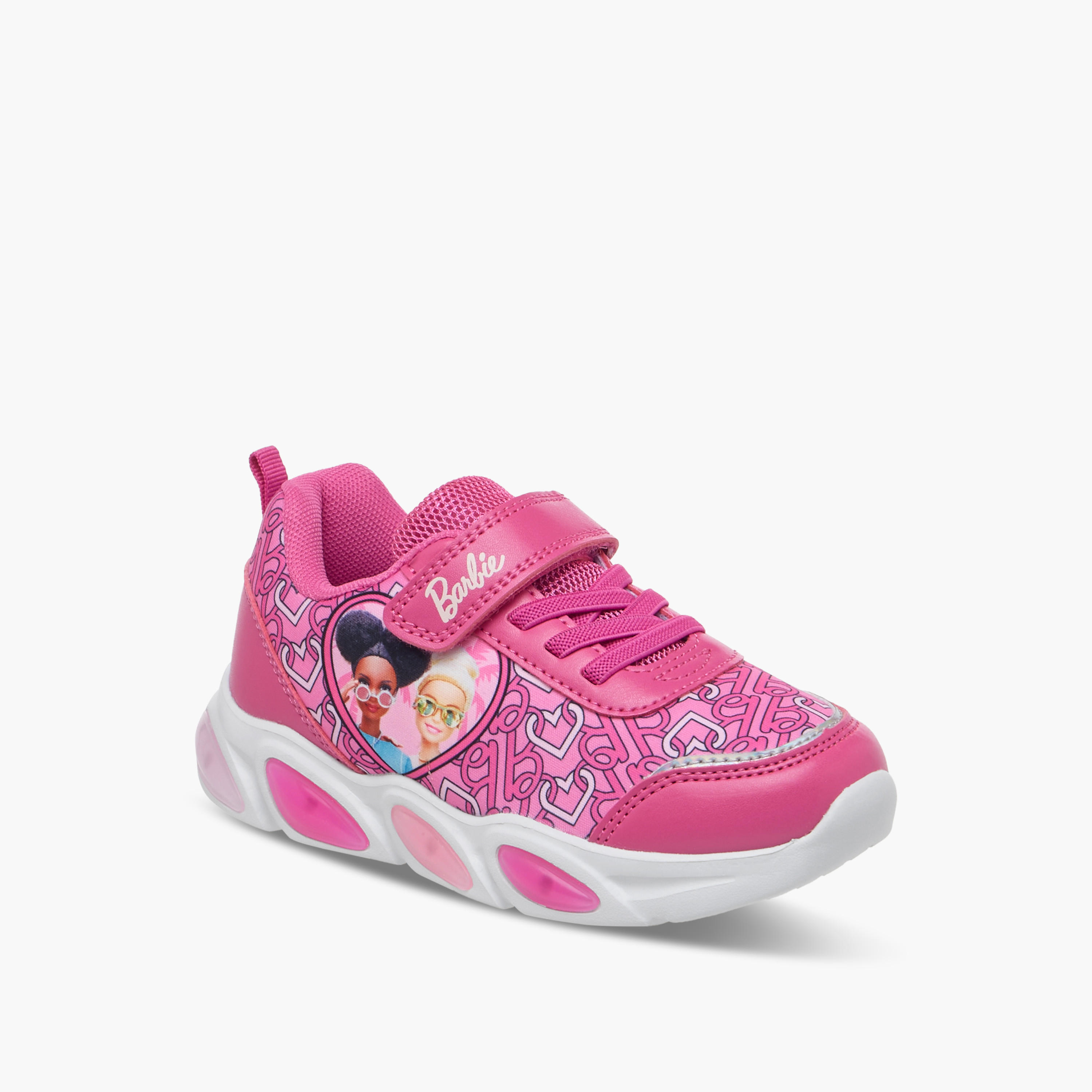 Barbie Printed Light-Up Sneakers with Hook and Loop Closure-girls-shoes-sneakers-image-2
