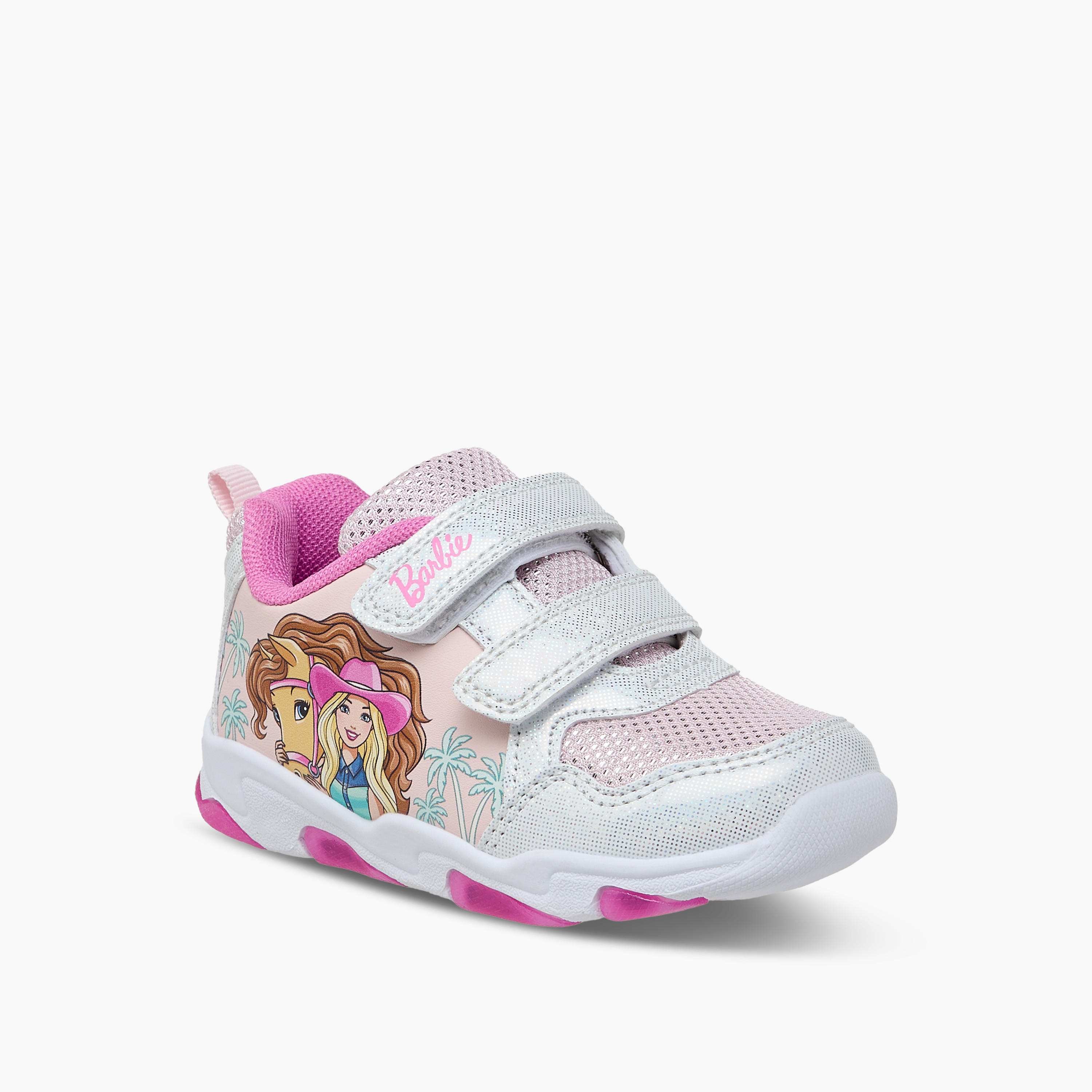 Barbie Printed Light-Up Sneakers with Hook and Loop Closure-girls-shoes-sneakers-image-2