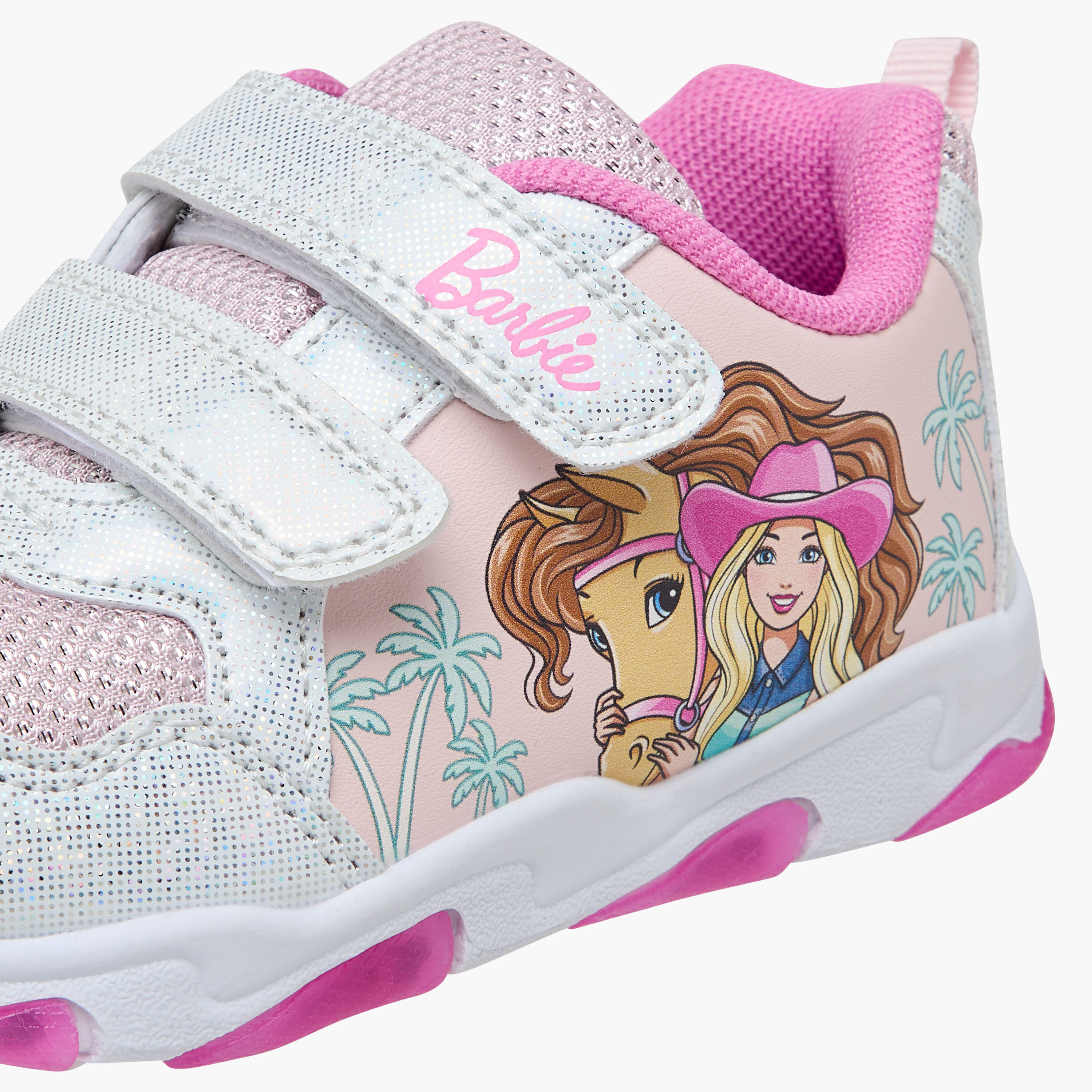 Barbie Printed Light-Up Sneakers with Hook and Loop Closure-girls-shoes-sneakers-image-5