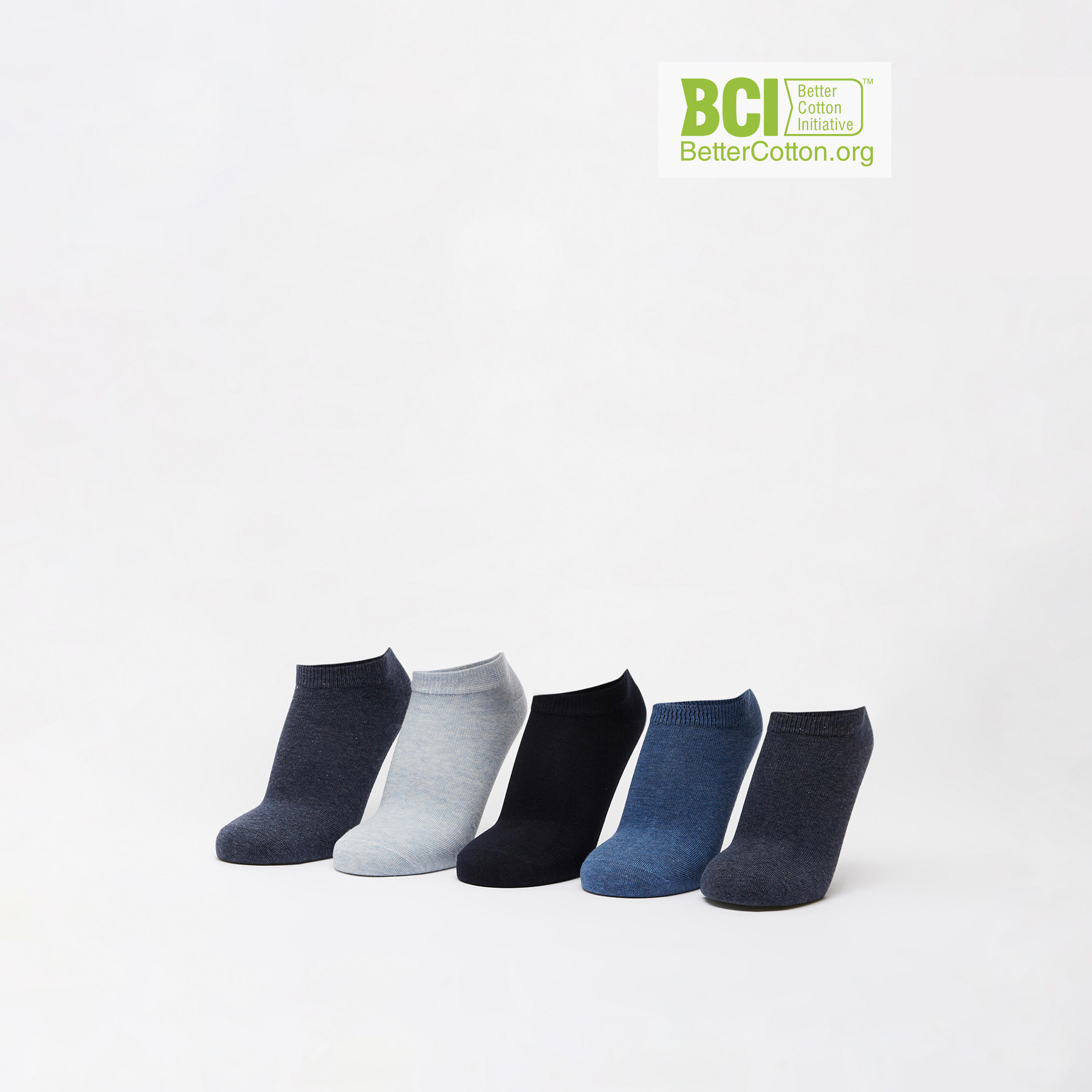 طقم جوارب 5 أزواج سادة بطول الكاحل-men-socks-image-1