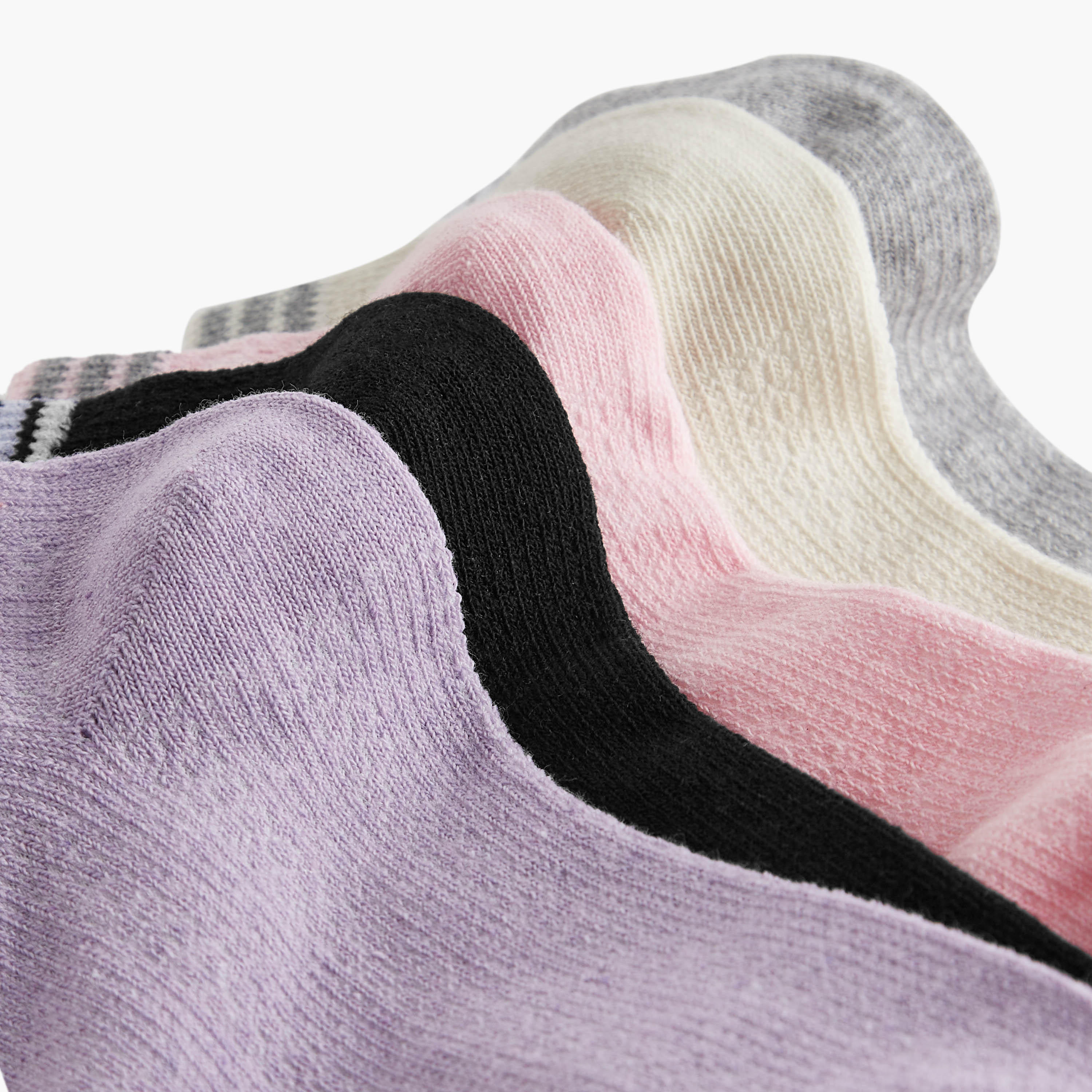 Flora Bella Textured Ankle Length Socks - Set of 5-women-socksandstockings-image-4