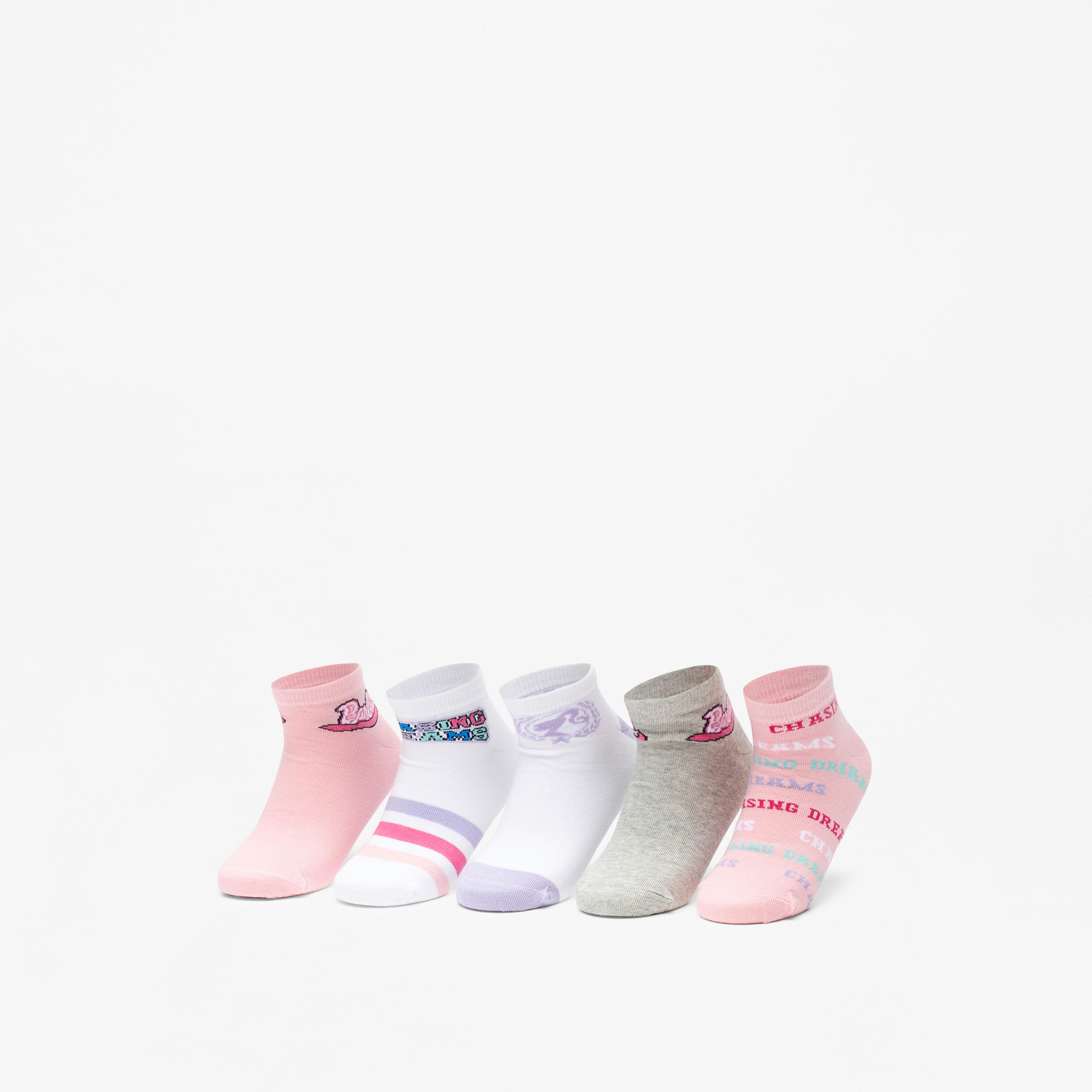 Barbie Printed Ankle Length Socks - Set of 5-girls-accessories-socks-image-1
