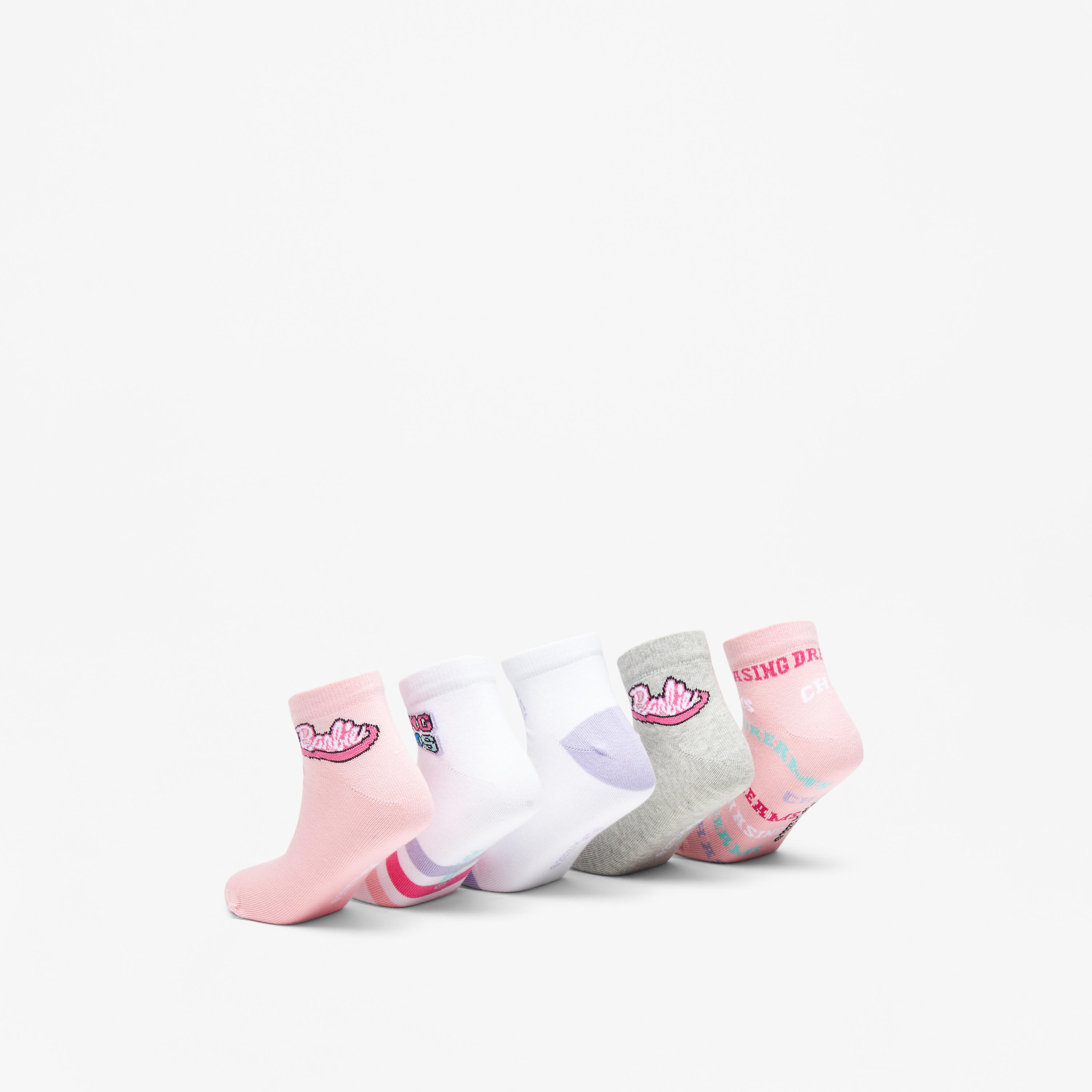 Barbie Printed Ankle Length Socks - Set of 5-girls-accessories-socks-image-3