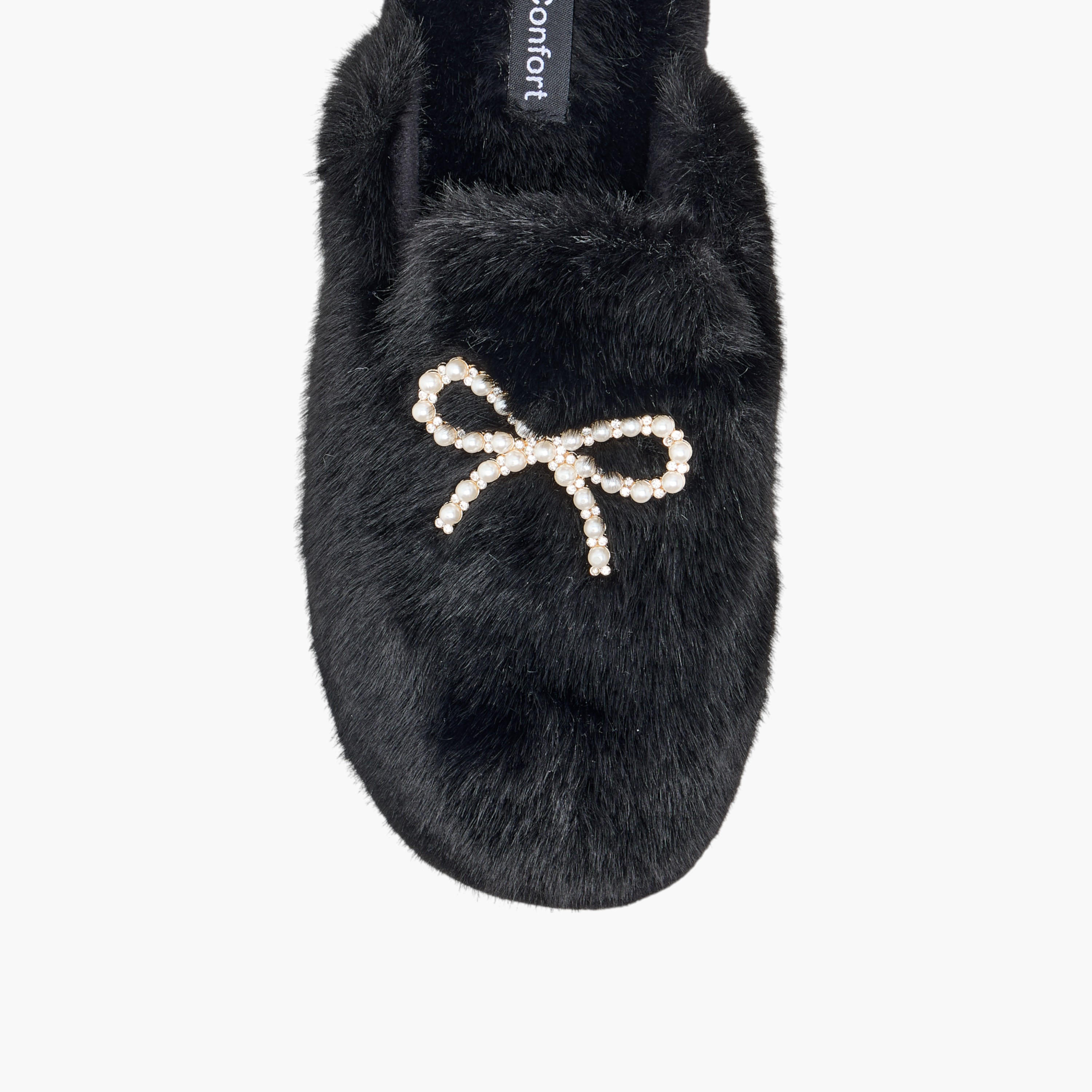 Le Confort Bow Embellished Faux Fur Bedroom Mules-women-shoes-bedroomslippers-image-3