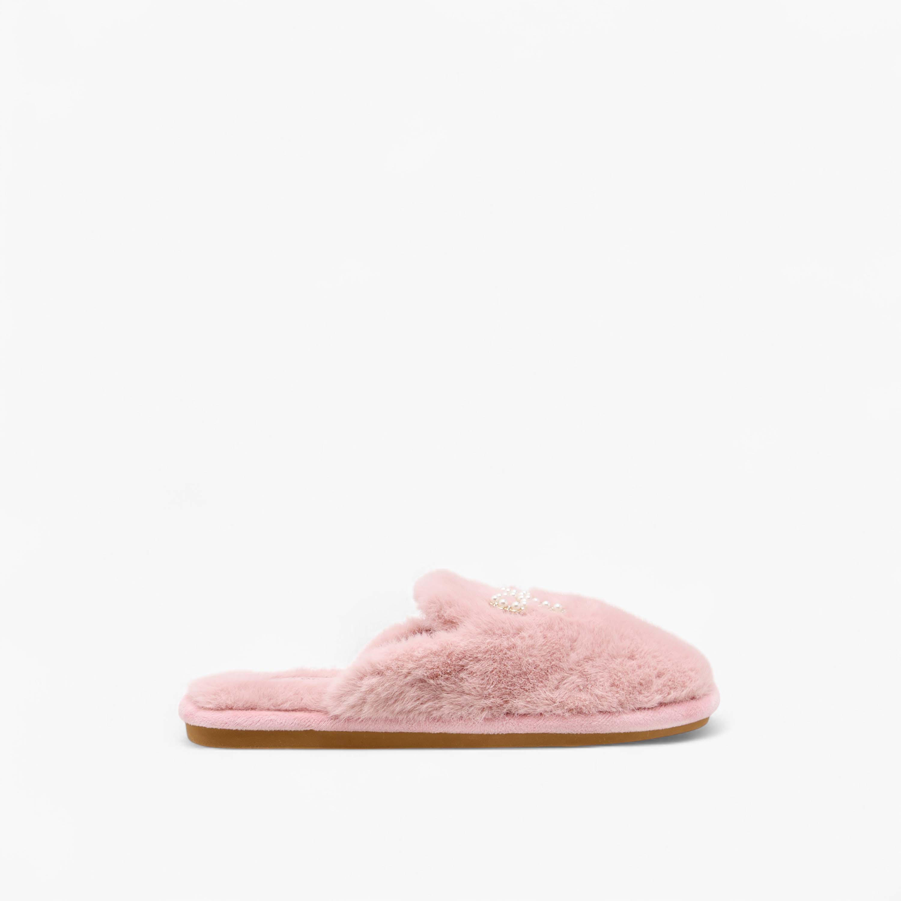 Le Confort Bow Embellished Faux Fur Bedroom Mules-women-shoes-bedroomslippers-image-2