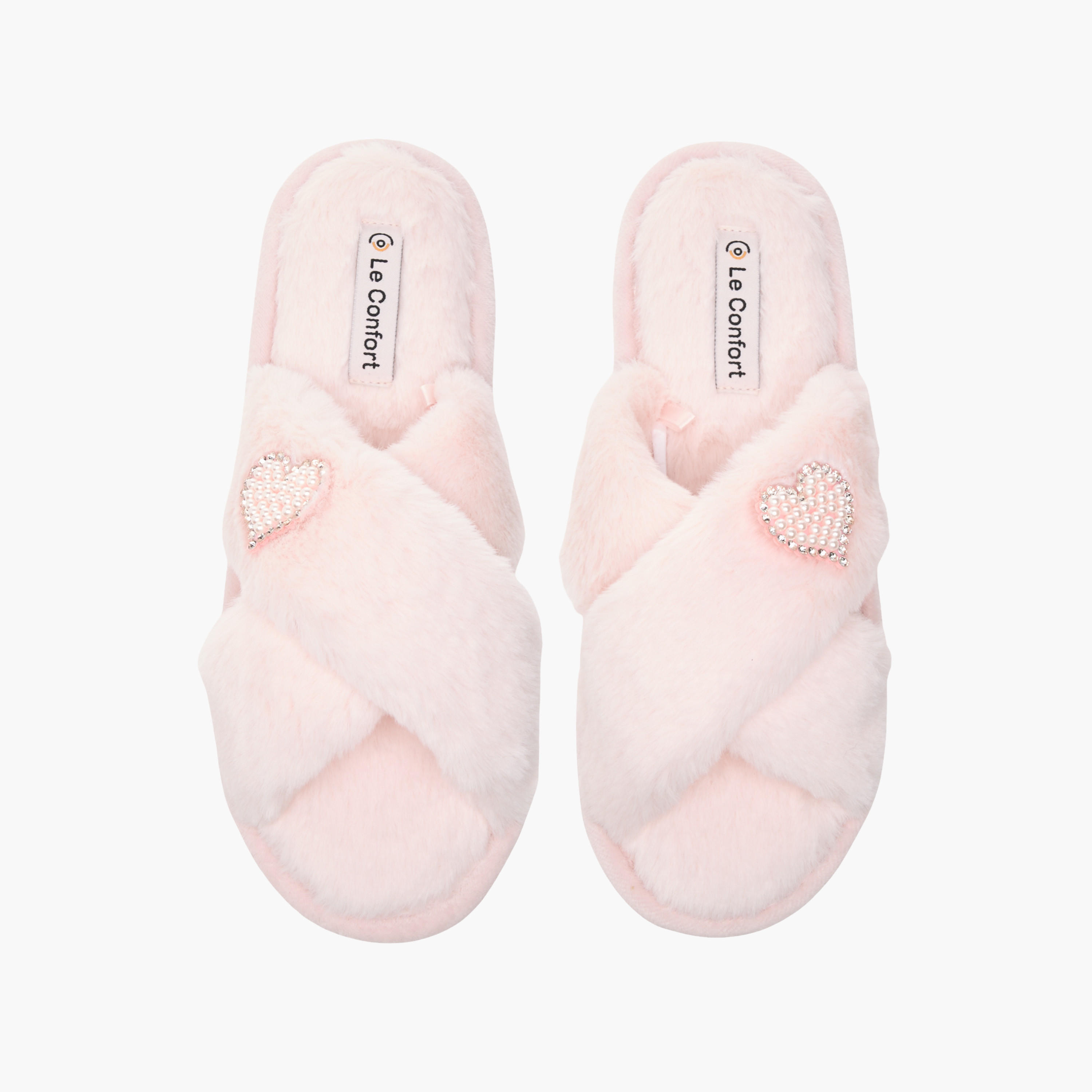 Le Confort Faux Fur Cross Strap Bedroom Slides-women-shoes-flipflopsandslides-image-1