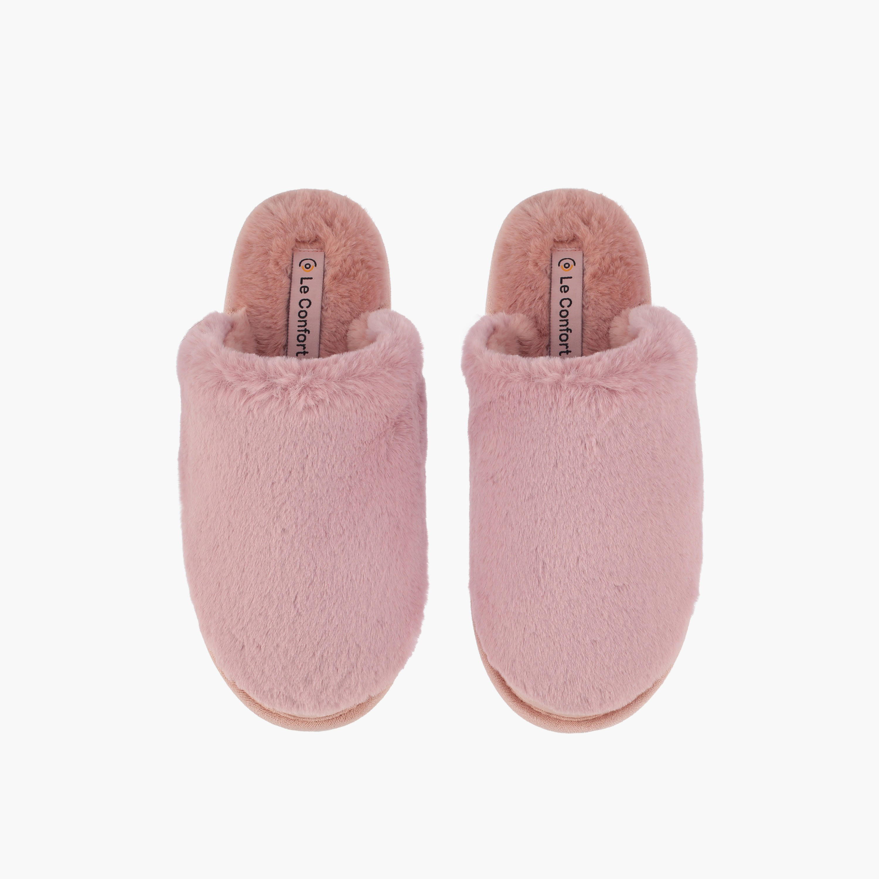 حذاء ميول فرو صناعي للمنزل بملمس بارز للنساء من لو كونفورت-women-shoes-bedroomslippers-image-1
