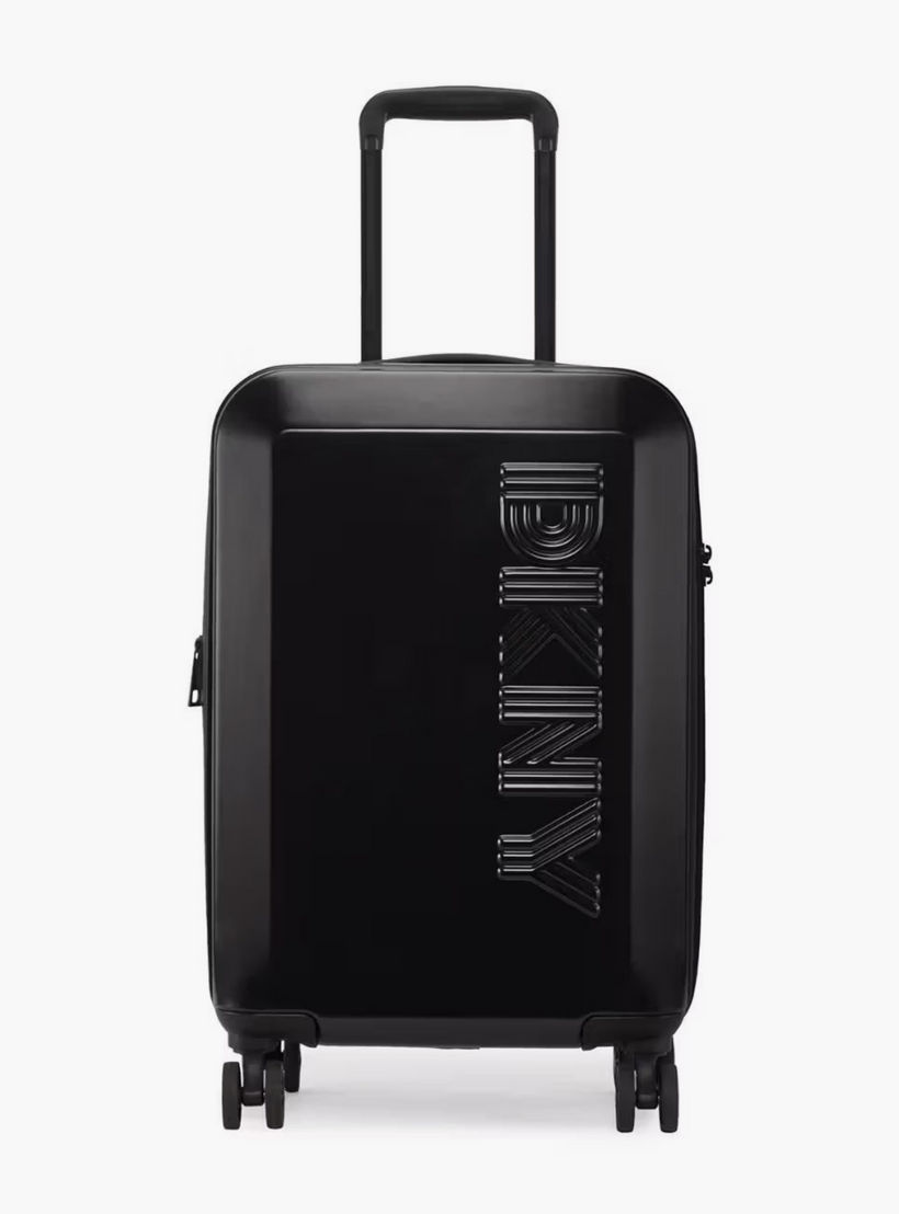 DKNY Logo Embossed Hardcase Luggage Trolley with Retractable Handle - 20 inches Cabin Bag-travel-luggagesandbags-luggage-image-2
