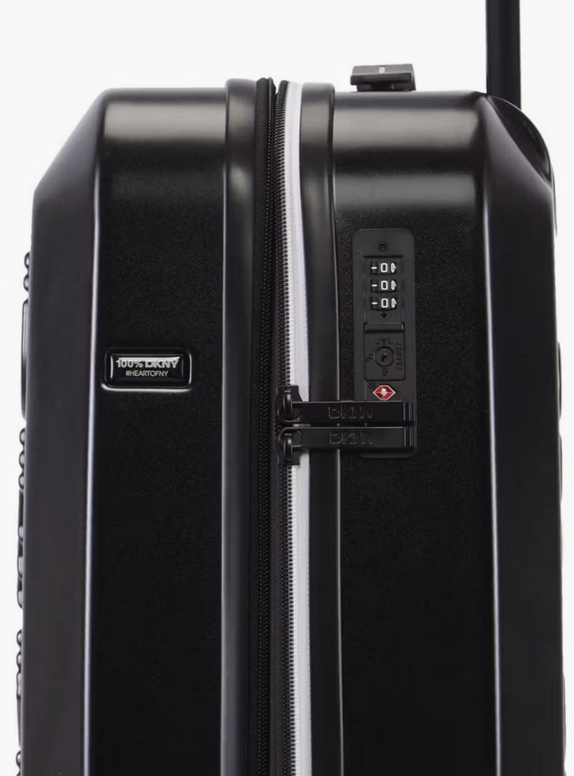 DKNY Logo Embossed Hardcase Luggage Trolley with Retractable Handle - 20 inches Cabin Bag-travel-luggagesandbags-luggage-image-7