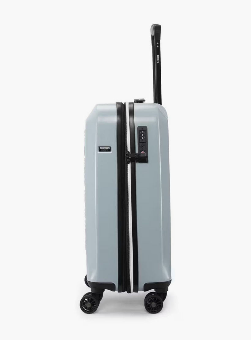 DKNY Logo Embossed Hardcase Luggage Trolley with Retractable Handle - 20 inches Cabin Bag-travel-luggagesandbags-luggage-image-5