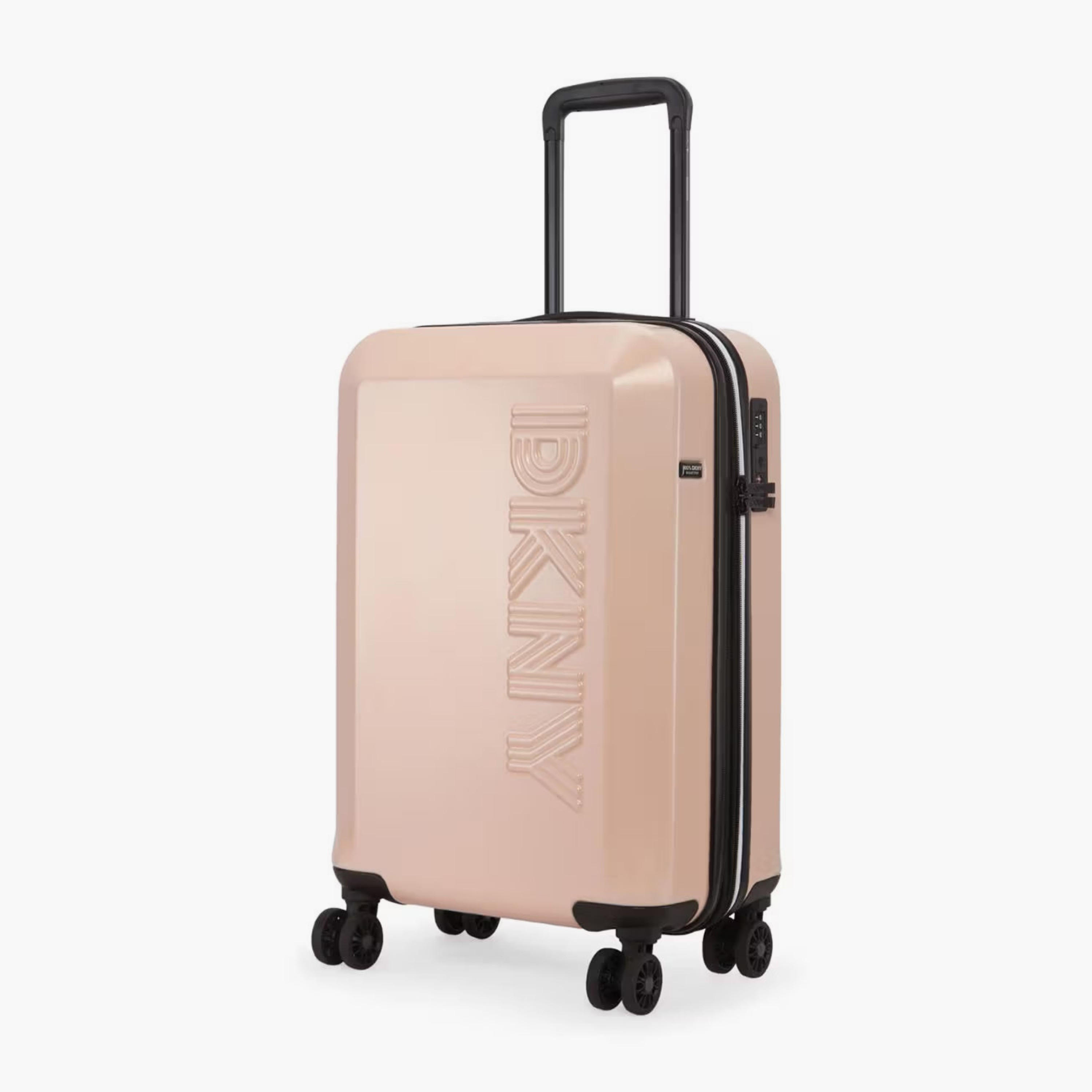 DKNY Logo Embossed Hardcase Luggage Trolley with Retractable Handle - 20 inches Cabin Bag-travel-luggagesandbags-luggage-image-1