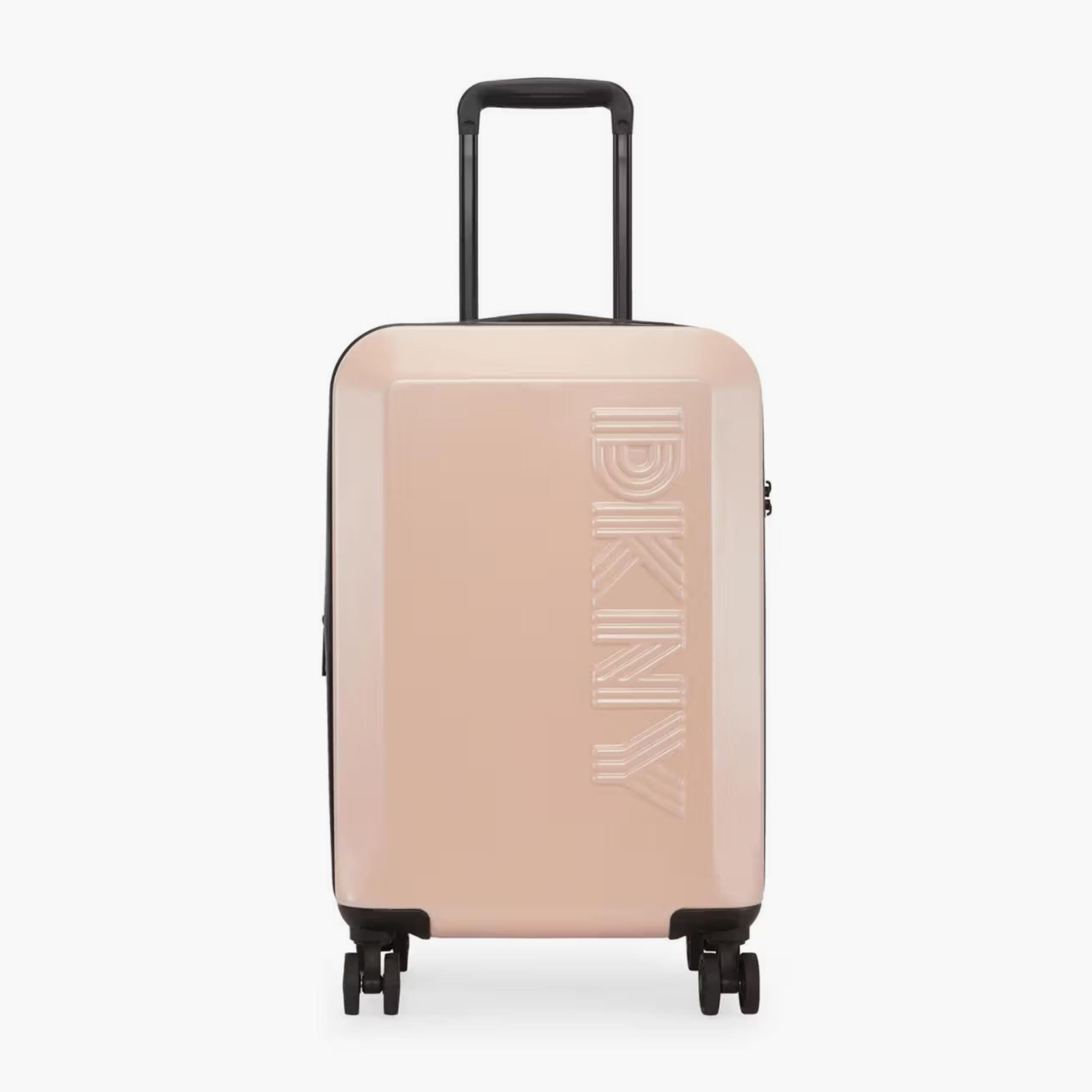 DKNY Logo Embossed Hardcase Luggage Trolley with Retractable Handle - 20 inches Cabin Bag-travel-luggagesandbags-luggage-image-2