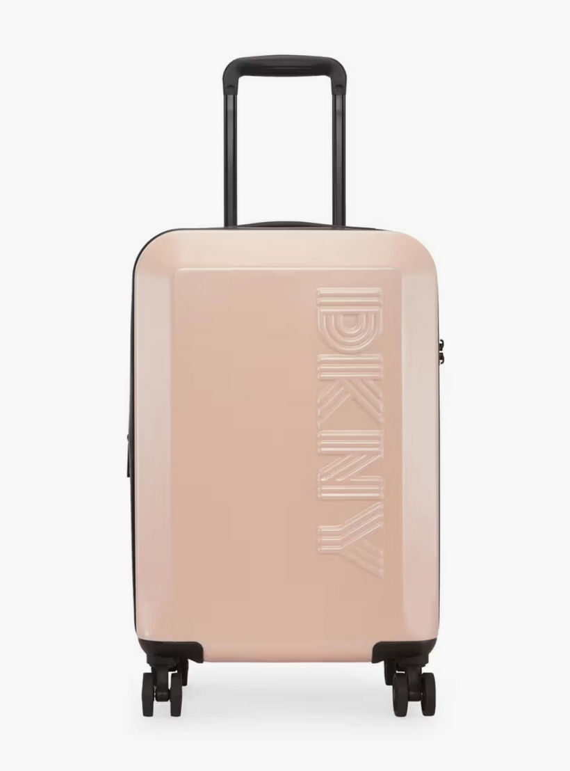 DKNY Logo Embossed Hardcase Luggage Trolley with Retractable Handle - 20 inches Cabin Bag-travel-luggagesandbags-luggage-image-2