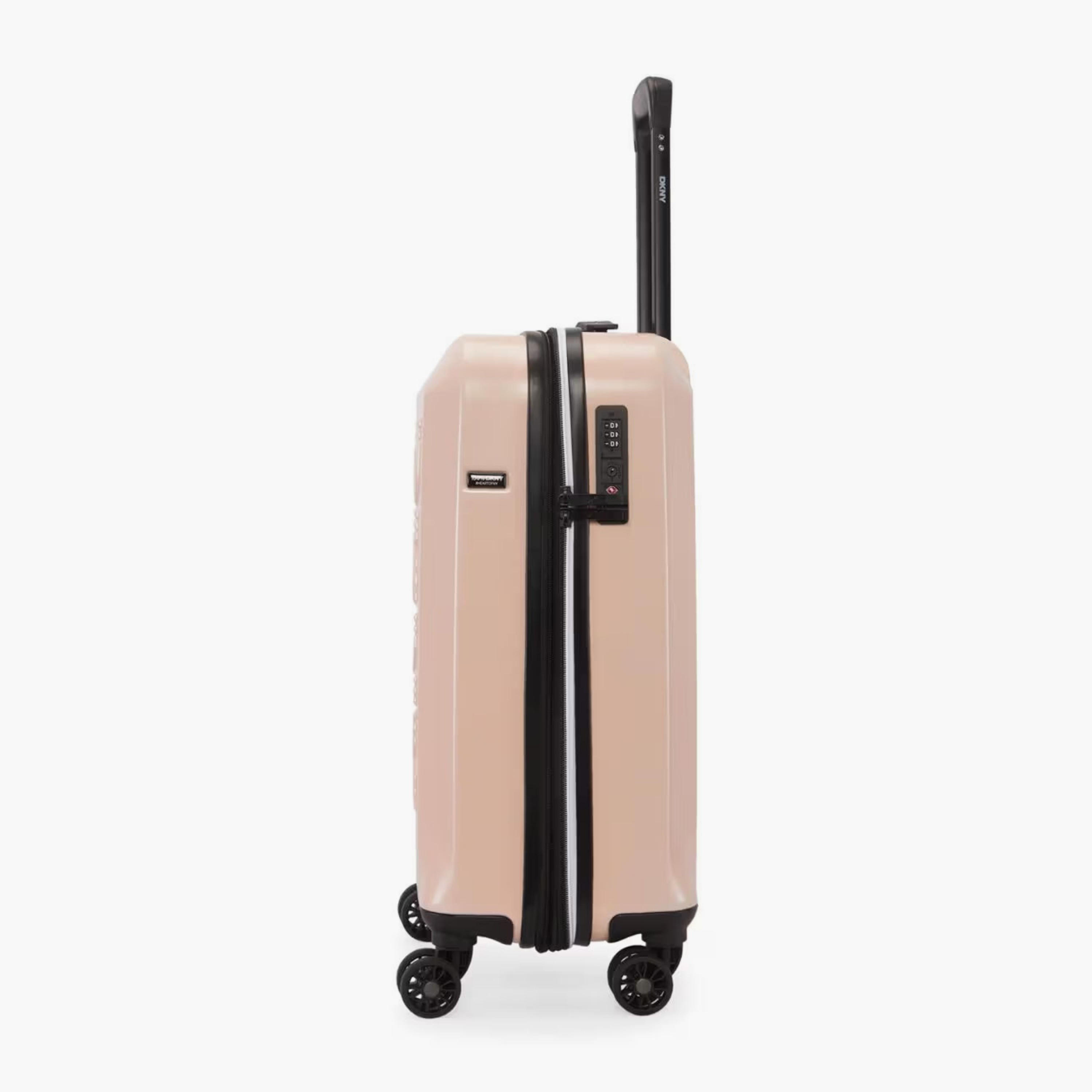 DKNY Logo Embossed Hardcase Luggage Trolley with Retractable Handle - 20 inches Cabin Bag-travel-luggagesandbags-luggage-image-5