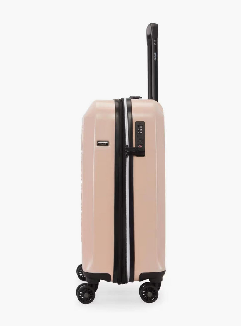 DKNY Logo Embossed Hardcase Luggage Trolley with Retractable Handle - 20 inches Cabin Bag-travel-luggagesandbags-luggage-image-5