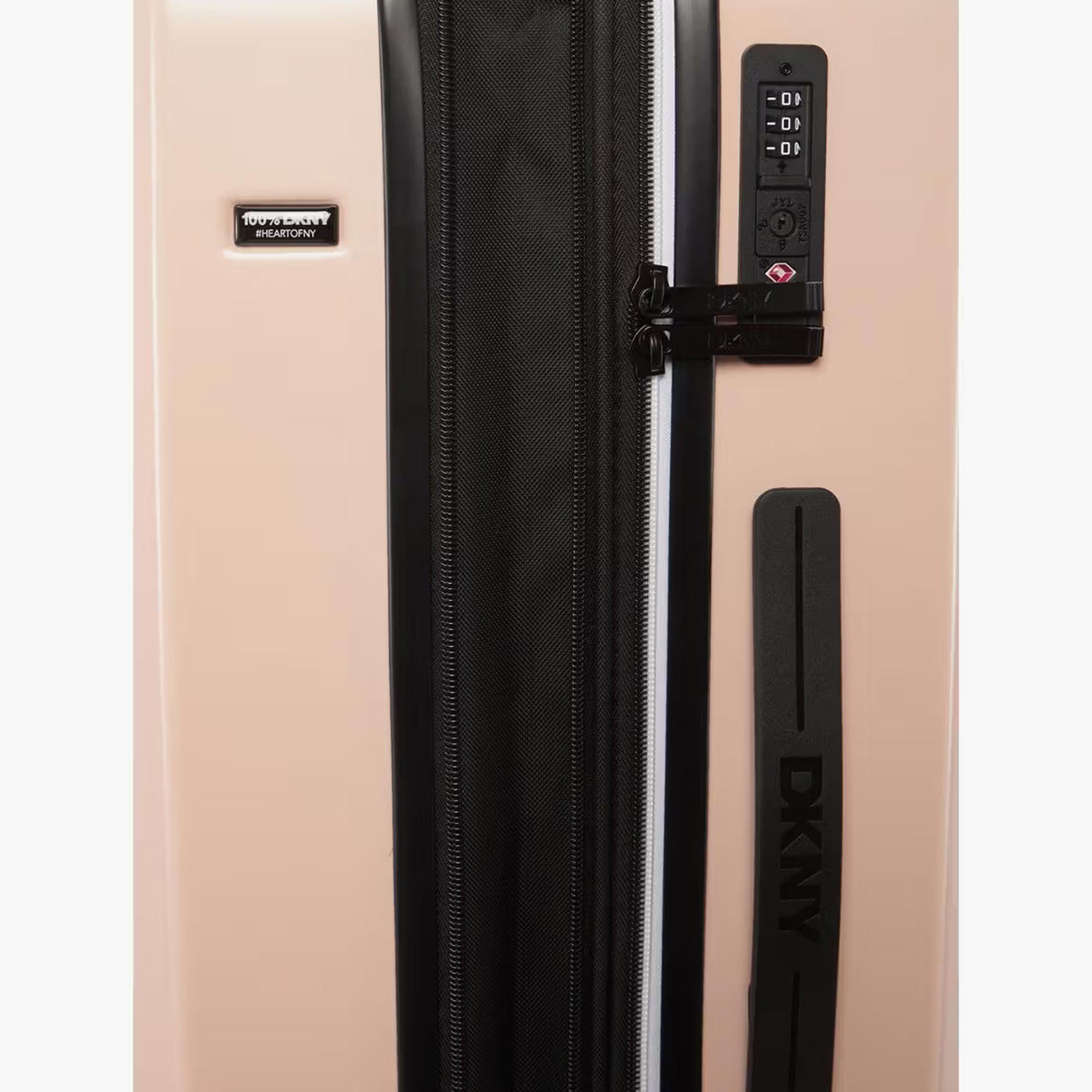 DKNY Logo Embossed Hardcase Luggage Trolley with Retractable Handle - 20 inches Cabin Bag-travel-luggagesandbags-luggage-image-8