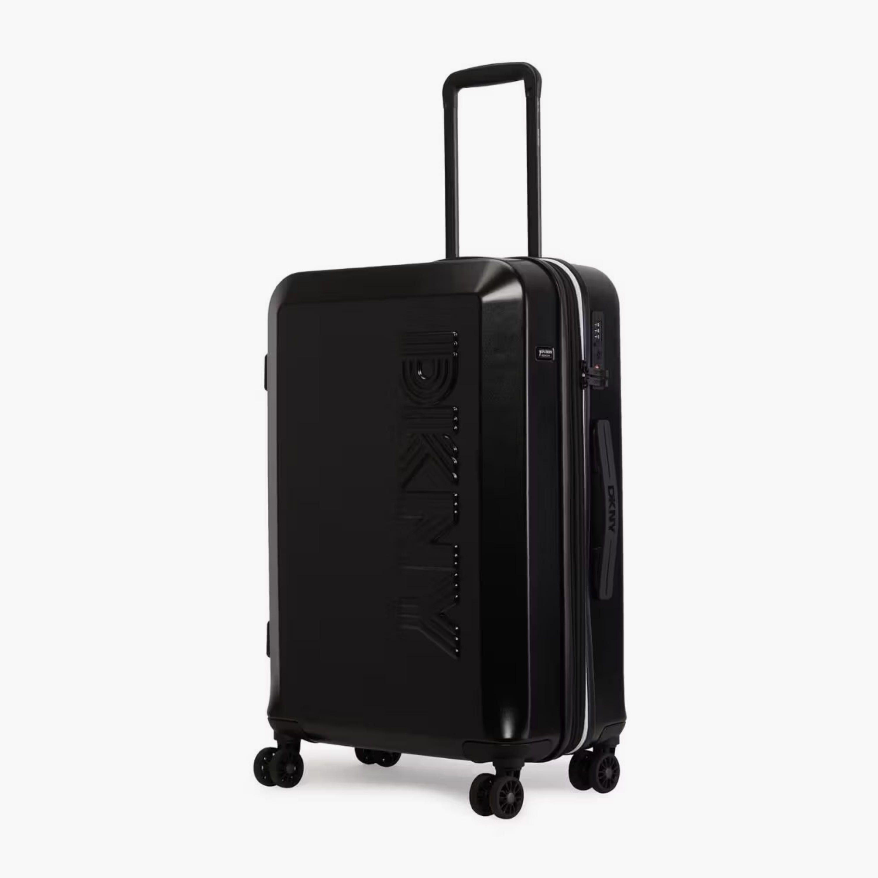 DKNY Logo Embossed Hardcase Luggage Trolley with Retractable Handle - 24 inches Check-In Bag-travel-luggagesandbags-luggage-image-1