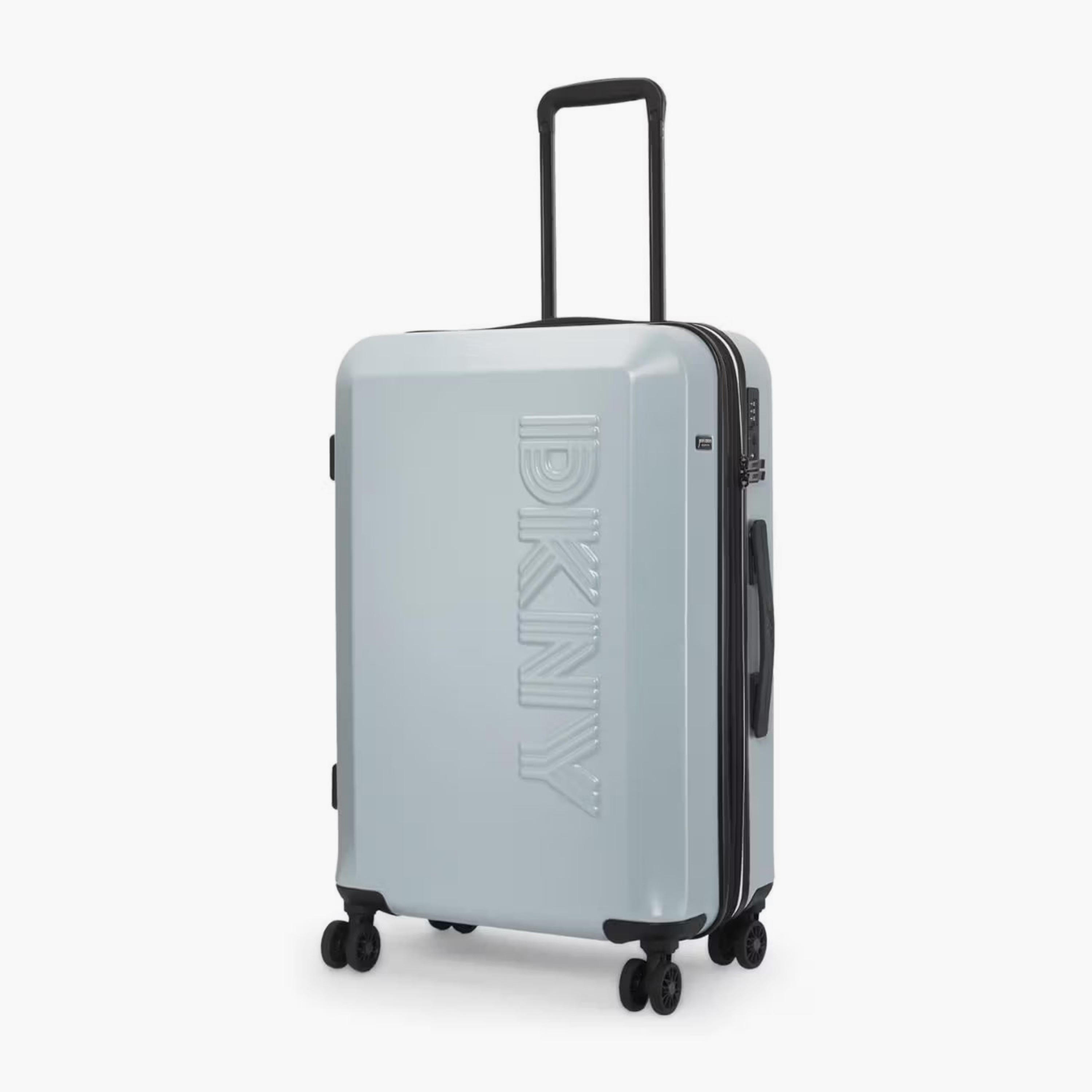 DKNY Logo Embossed Hardcase Luggage Trolley with Retractable Handle - 24 inches Check-In Bag-travel-luggagesandbags-luggage-image-1