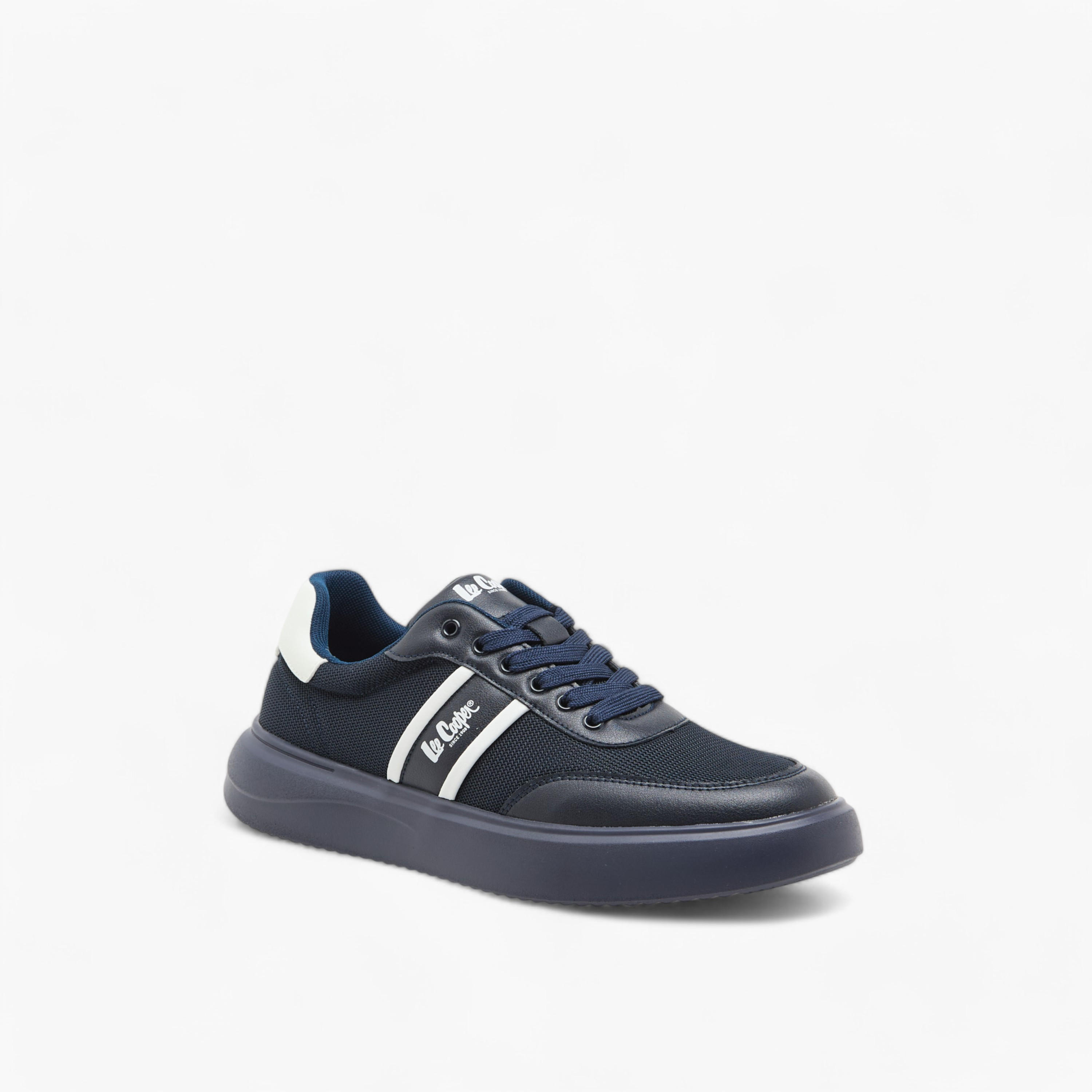 Lee Cooper Men's Logo Print Panelled Sneakers with Lace-Up Closure-men-shoes-sneakers-image-2