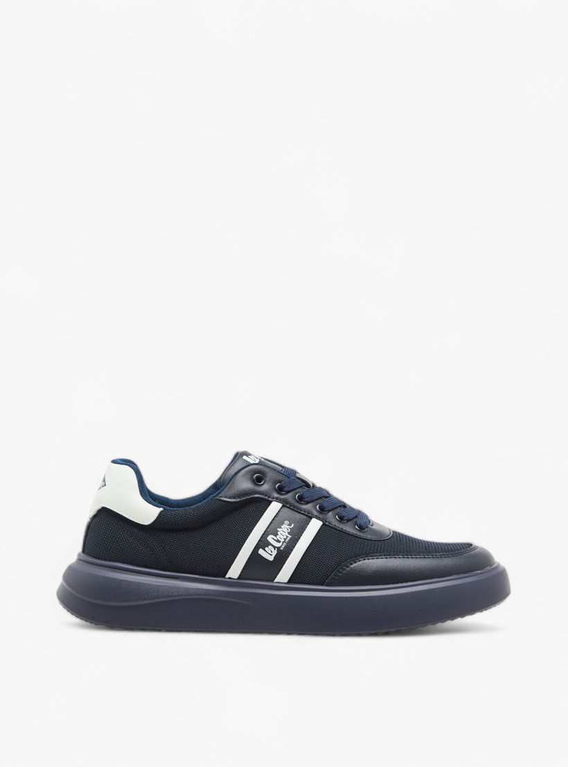 Lee Cooper Men's Logo Print Panelled Sneakers with Lace-Up Closure-men-shoes-sneakers-image-3