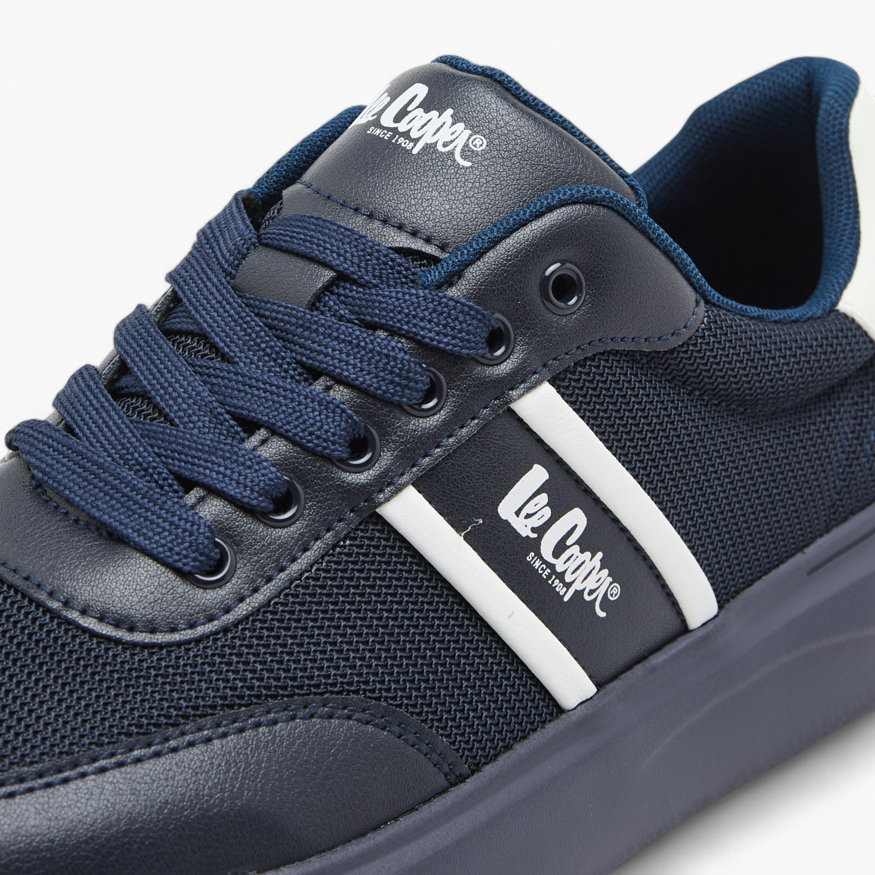 Lee Cooper Men's Logo Print Panelled Sneakers with Lace-Up Closure-men-shoes-sneakers-image-4