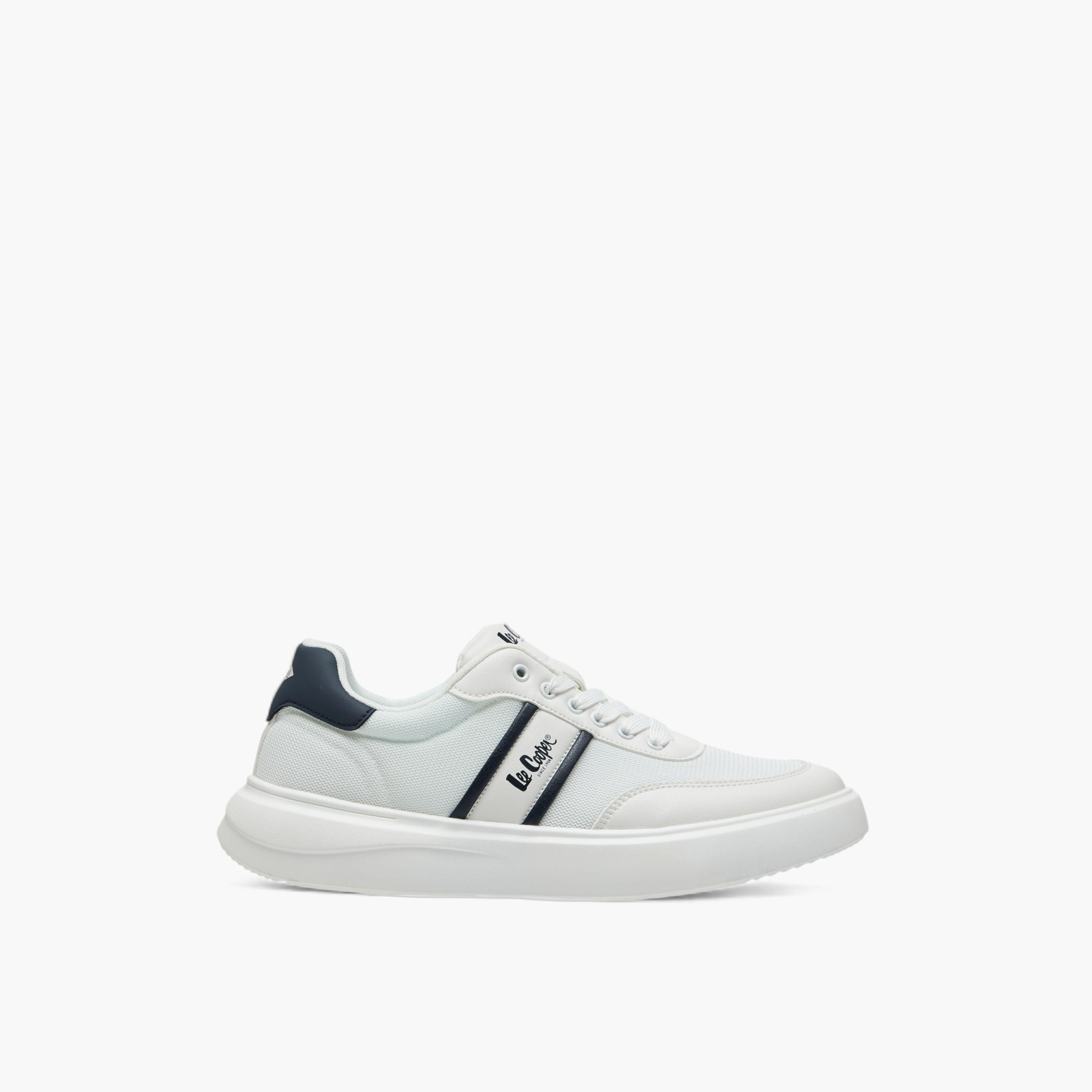 Lee Cooper Men's Logo Print Panelled Sneakers with Lace-Up Closure-men-shoes-sneakers-image-3