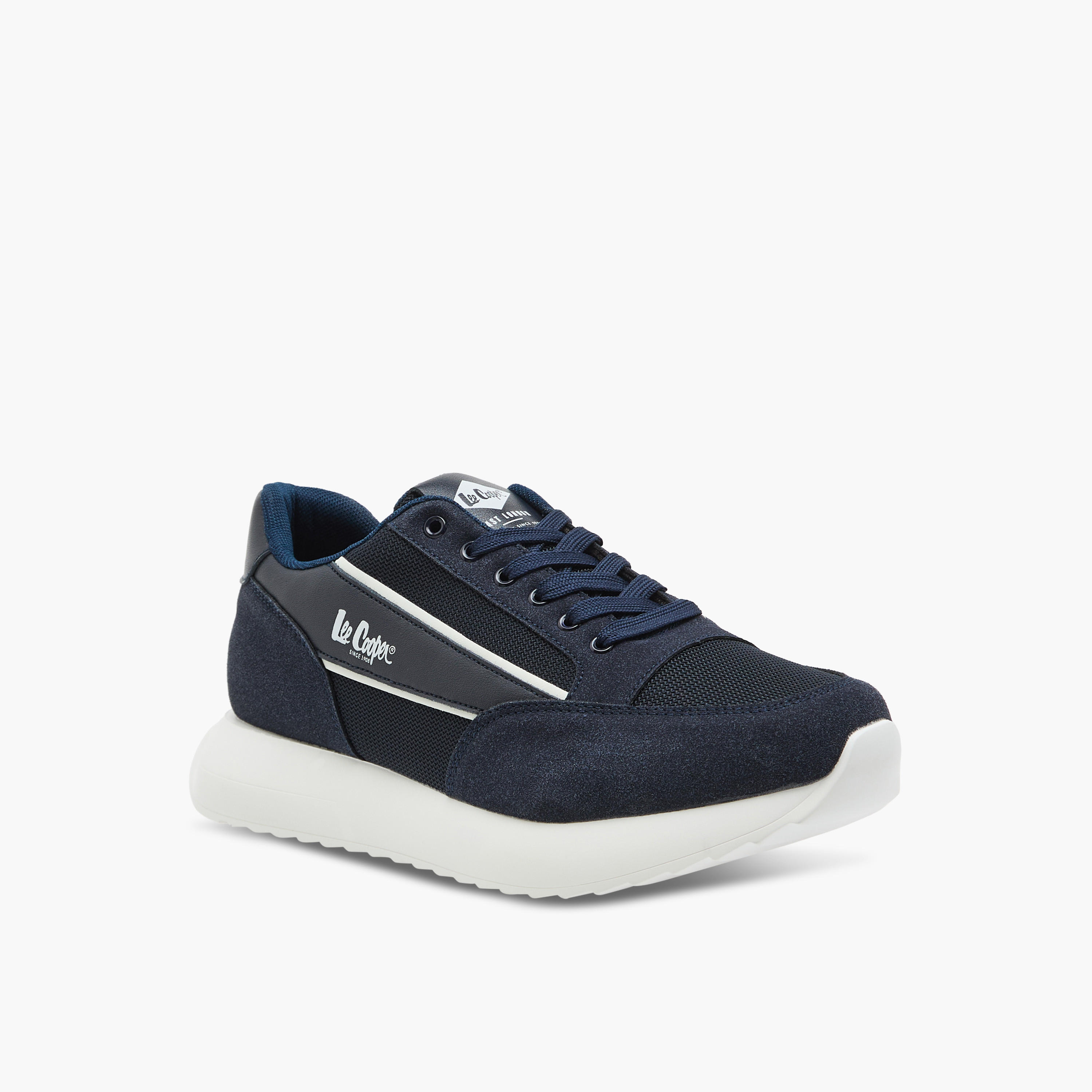 Lee Cooper Men's Logo Print Panelled Lace-Up Sneakers-men-shoes-sneakers-image-2