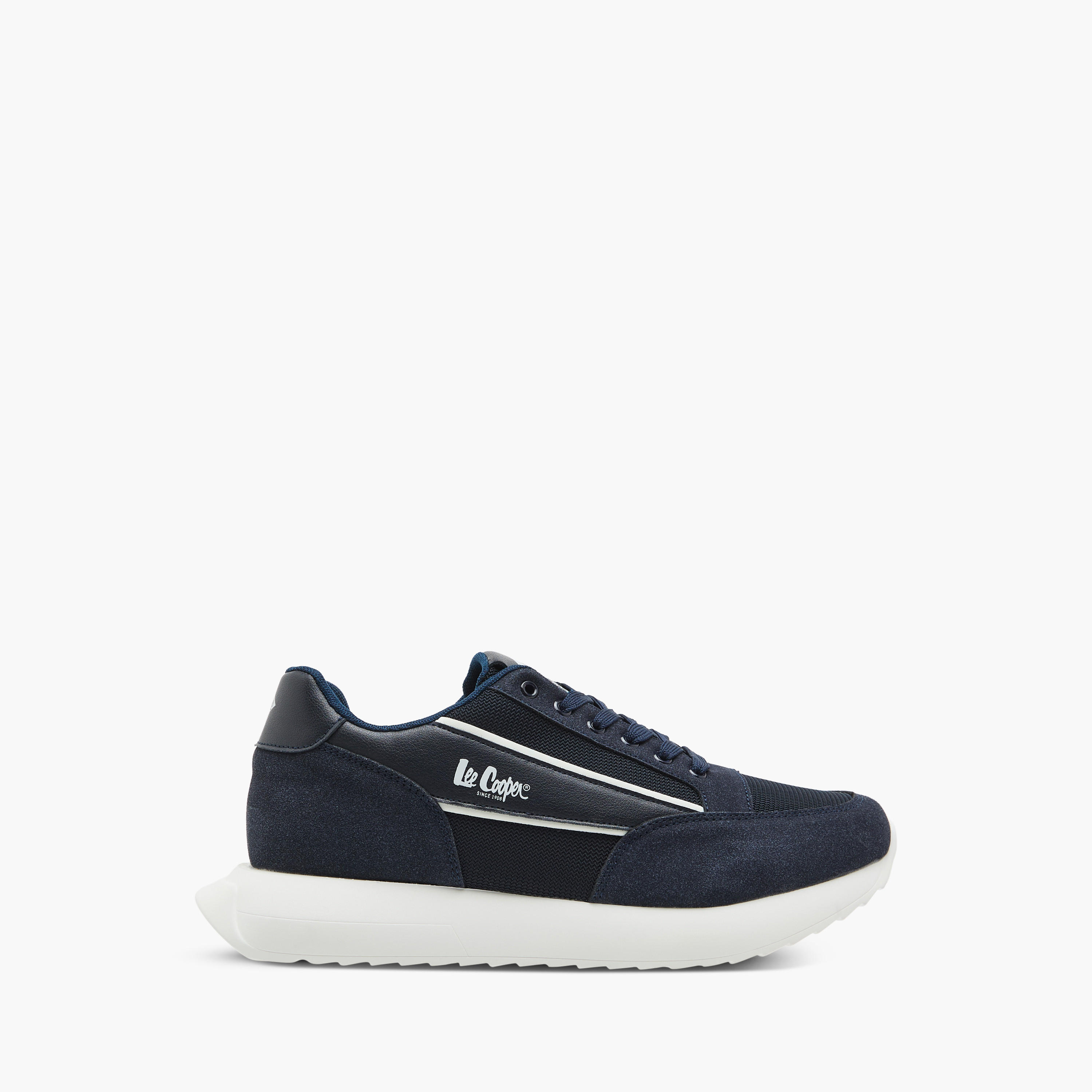 Lee Cooper Men's Logo Print Panelled Lace-Up Sneakers-men-shoes-sneakers-image-3
